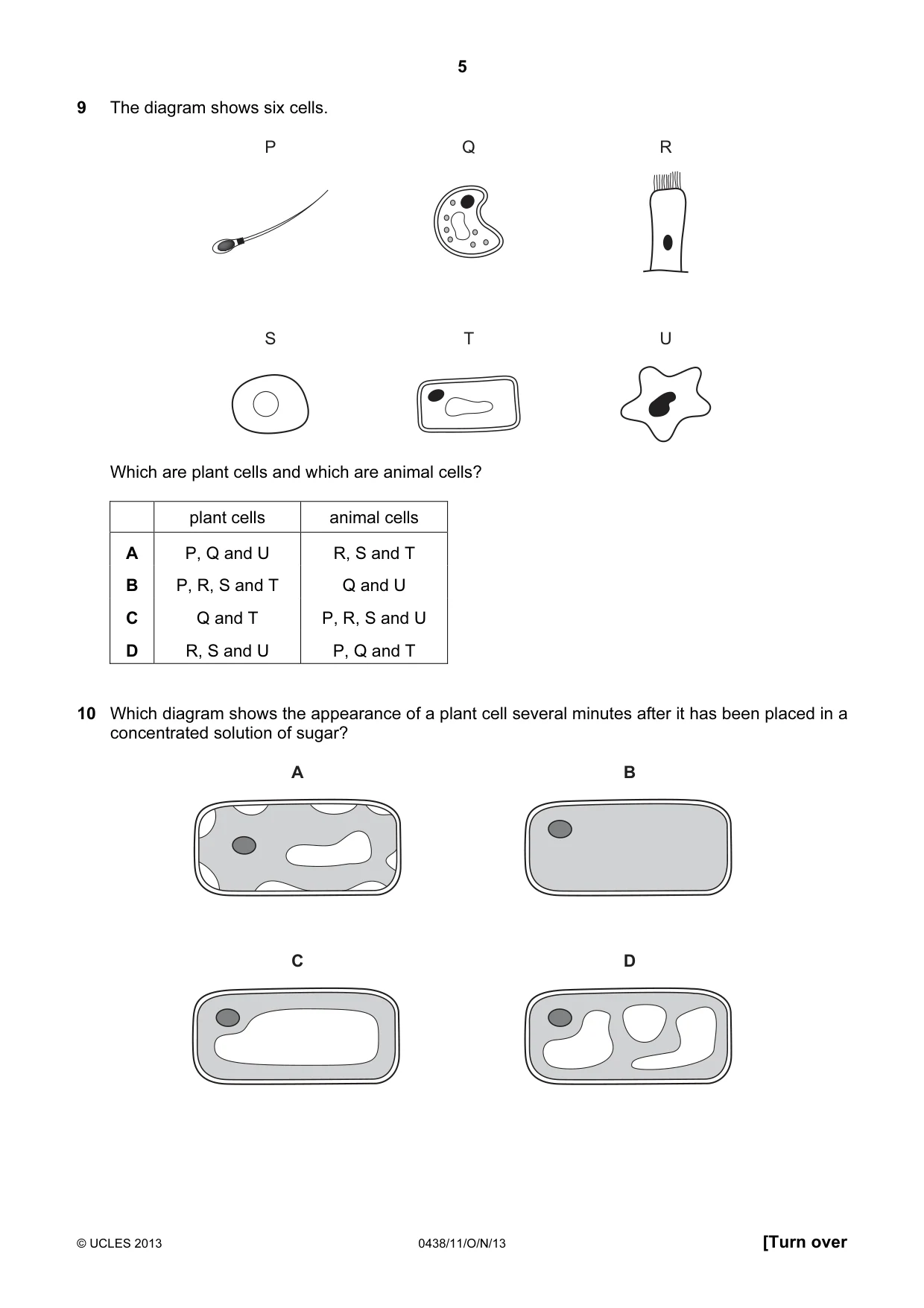 Cambridge IGCSE Biology (BES) 0438 2013 Oct/Nov Paper 1 · Variant 1 question paper, page 5 of 20