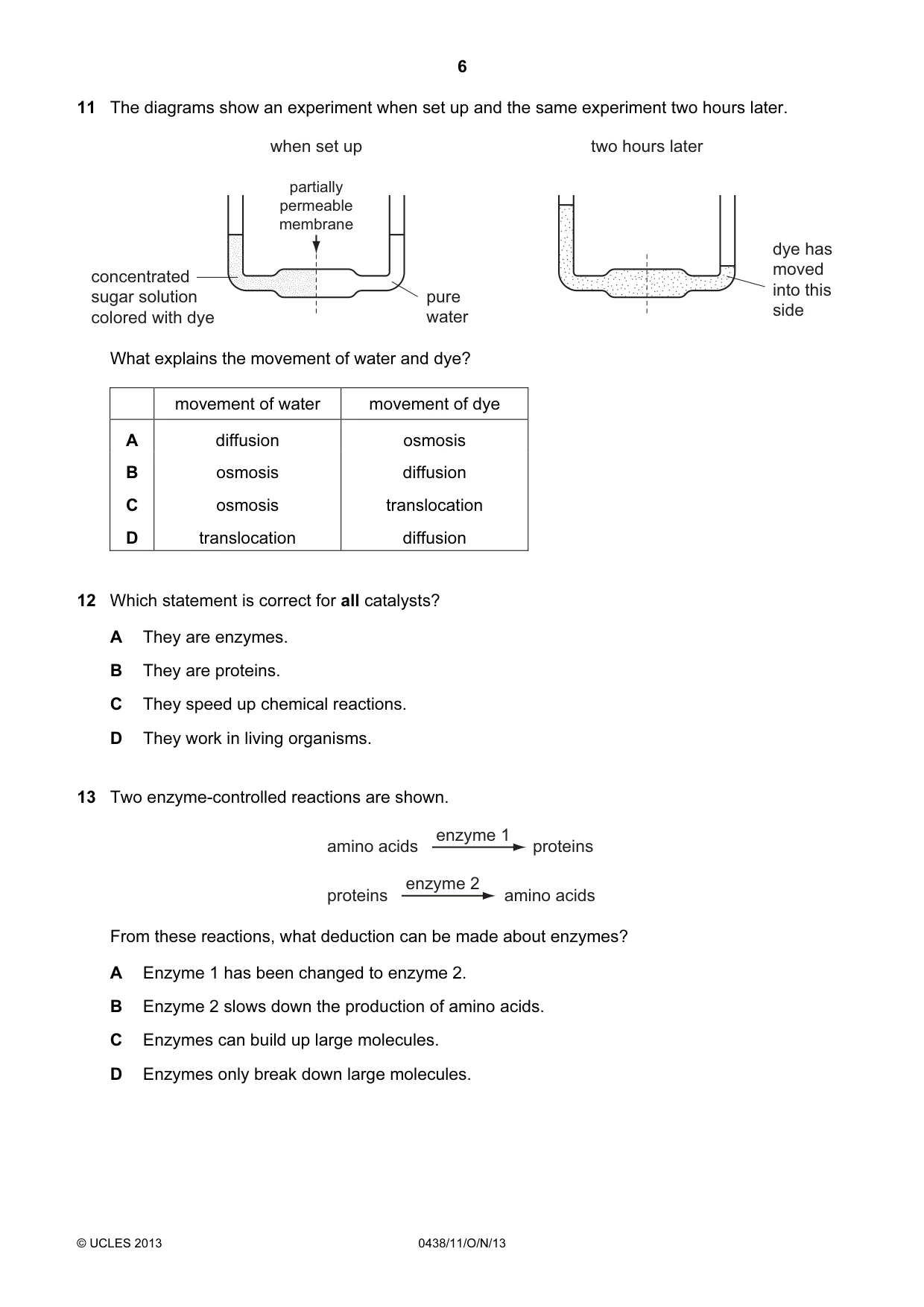 Cambridge IGCSE Biology (BES) 0438 2013 Oct/Nov Paper 1 · Variant 1 question paper, page 6 of 20
