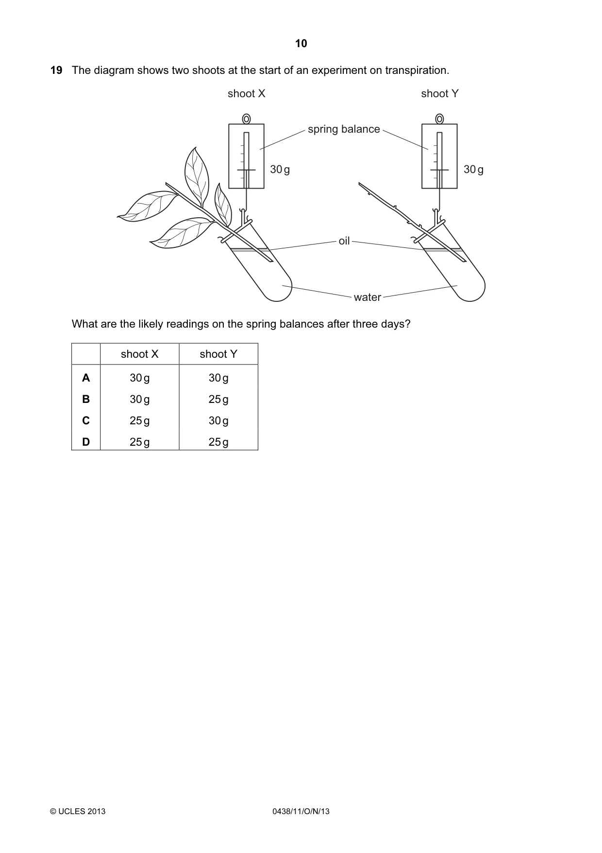 Cambridge IGCSE Biology (BES) 0438 2013 Oct/Nov Paper 1 · Variant 1 question paper, page 10 of 20