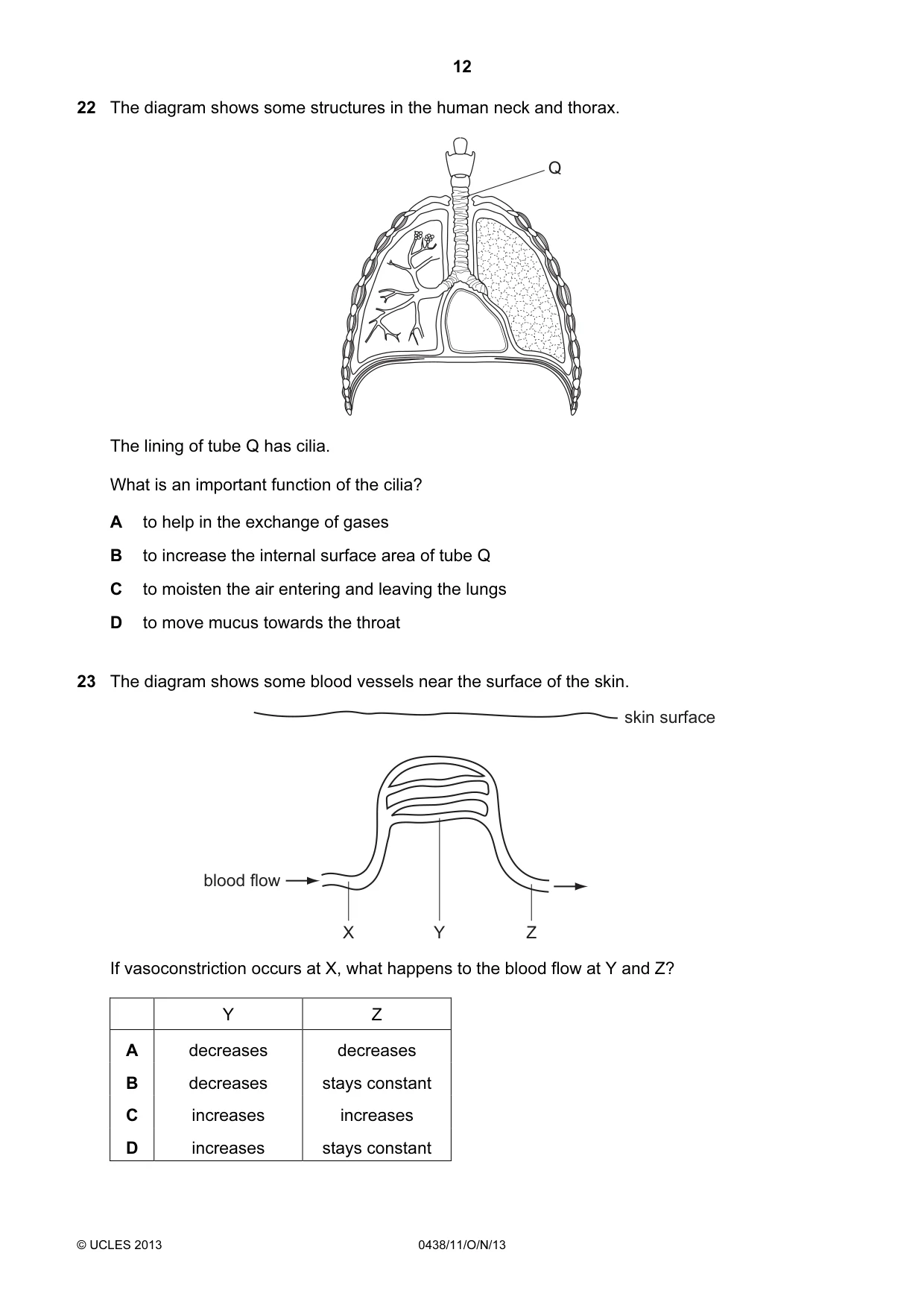 Cambridge IGCSE Biology (BES) 0438 2013 Oct/Nov Paper 1 · Variant 1 question paper, page 12 of 20