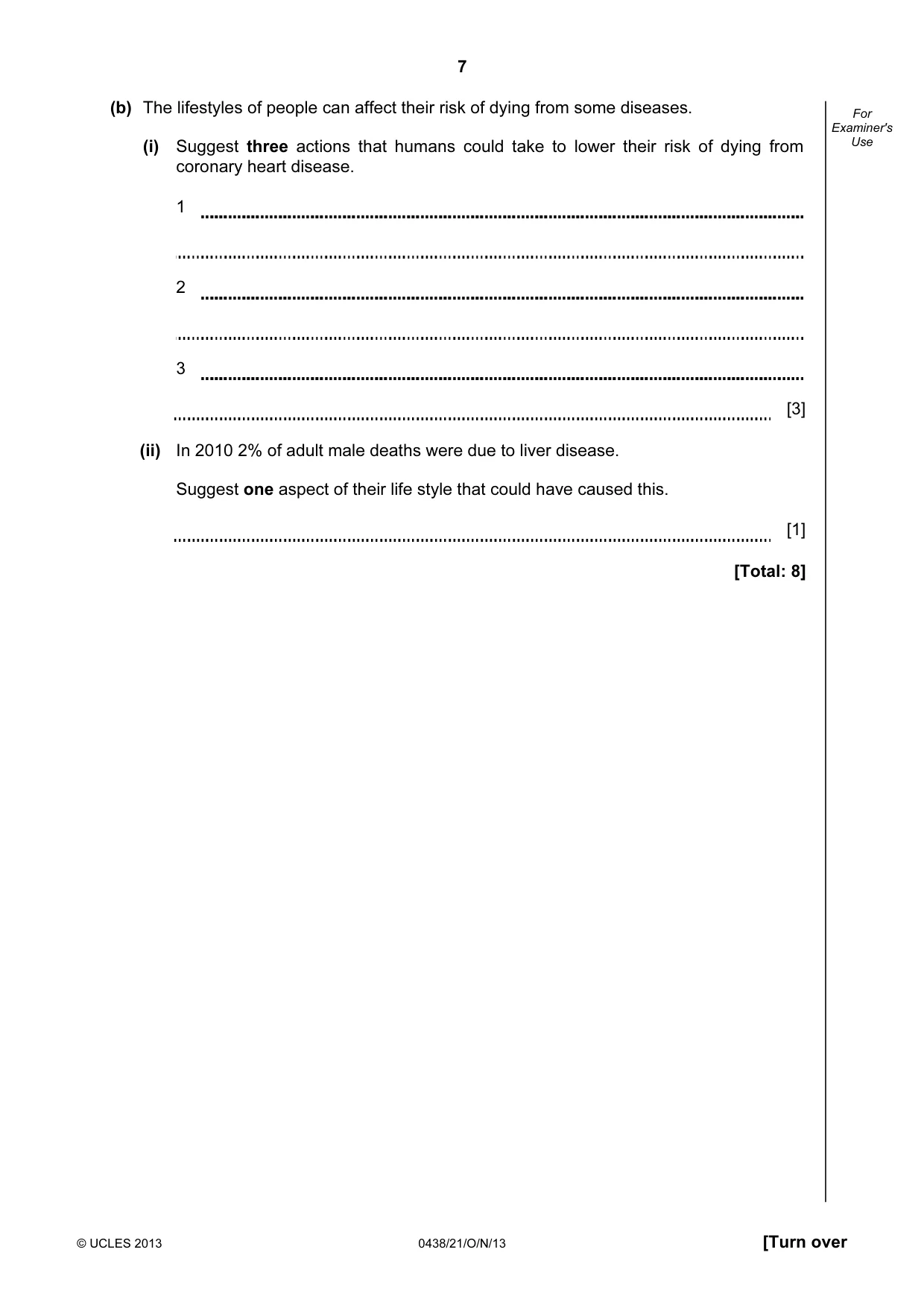 Cambridge IGCSE Biology (BES) 0438 2013 Oct/Nov Paper 2 · Variant 1 question paper, page 7 of 20