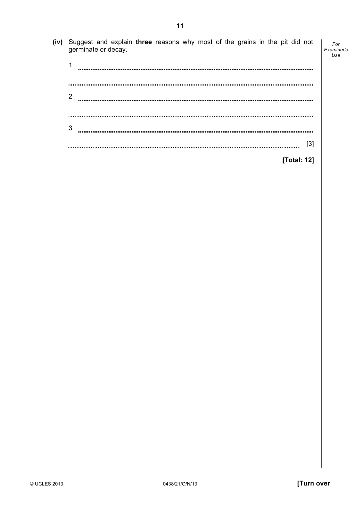 Cambridge IGCSE Biology (BES) 0438 2013 Oct/Nov Paper 2 · Variant 1 question paper, page 11 of 20