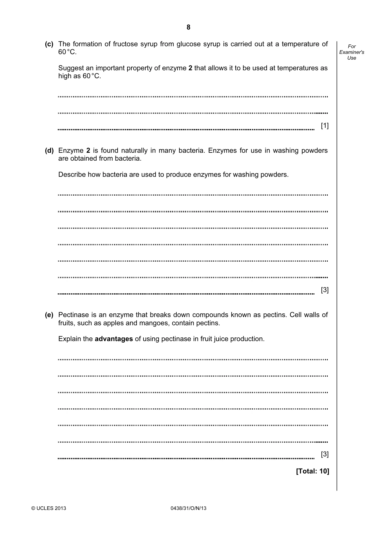 Cambridge IGCSE Biology (BES) 0438 2013 Oct/Nov Paper 3 · Variant 1 question paper, page 8 of 20