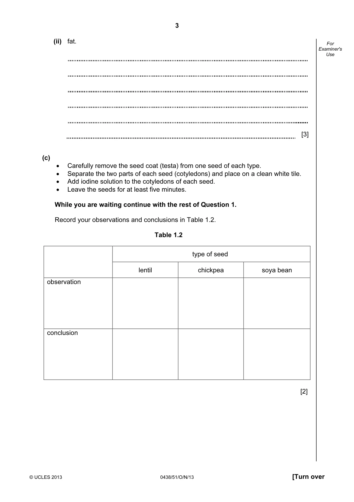 Cambridge IGCSE Biology (BES) 0438 2013 Oct/Nov Paper 5 · Variant 1 question paper, page 3 of 12