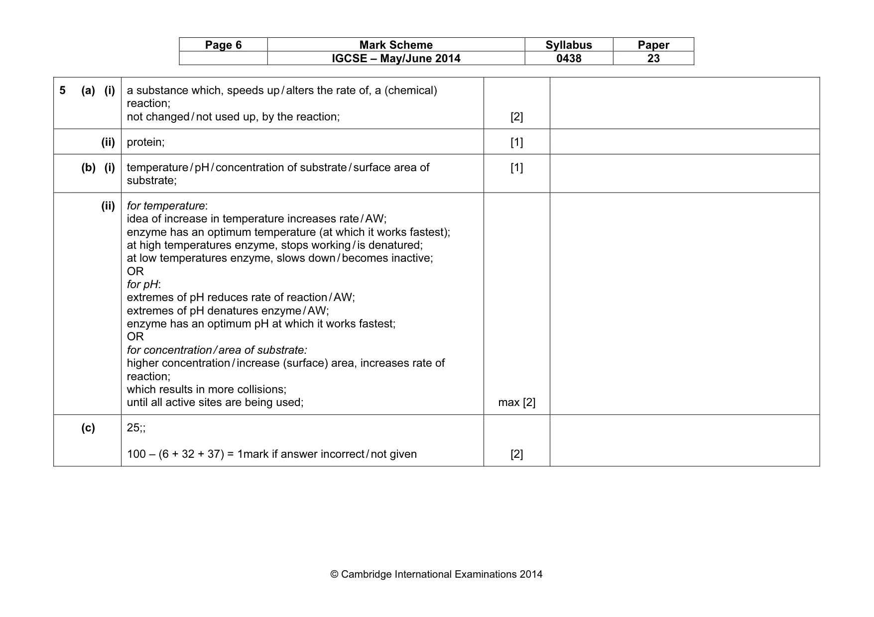 Mark scheme, page 6 of 9