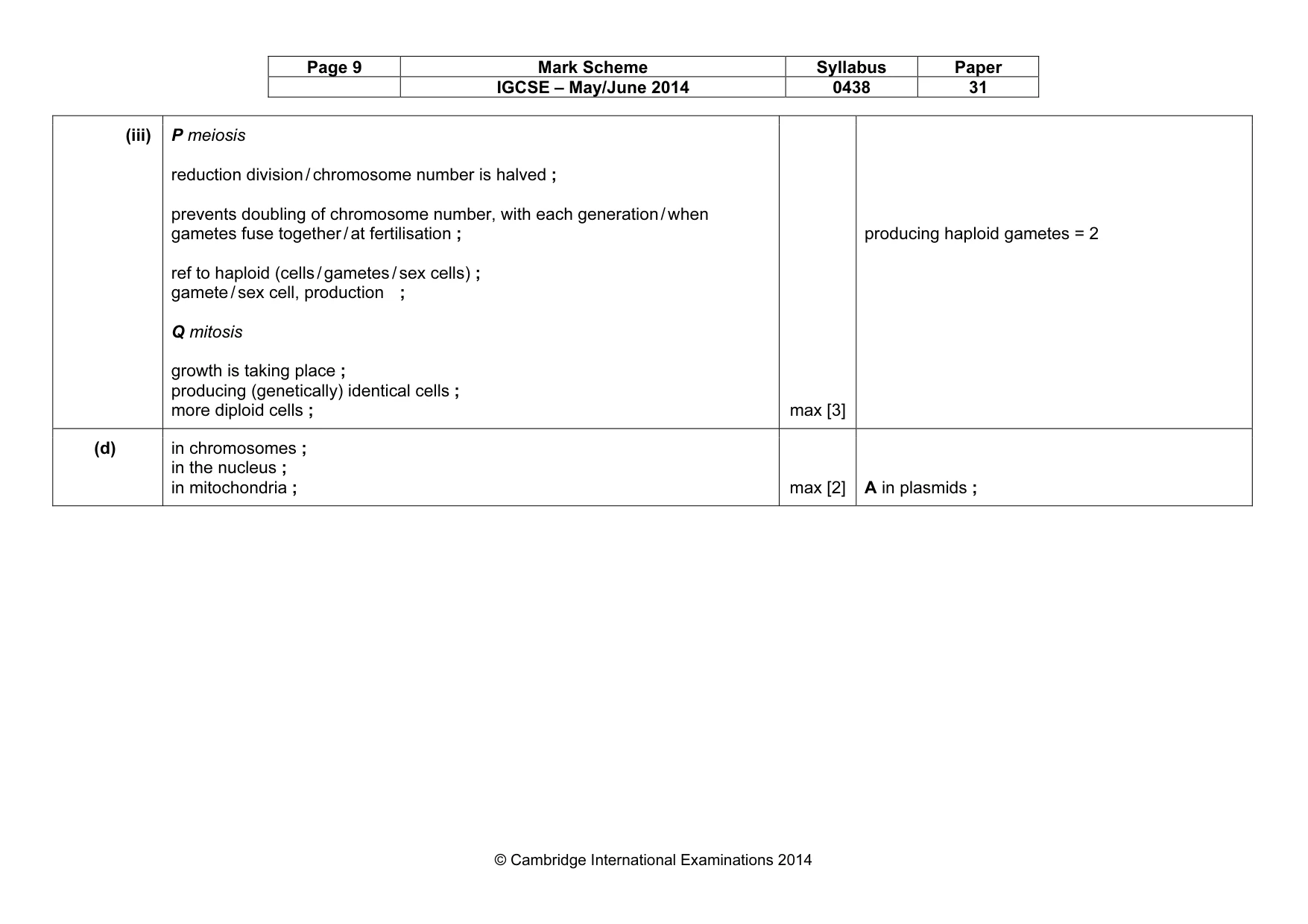 Mark scheme, page 9 of 10