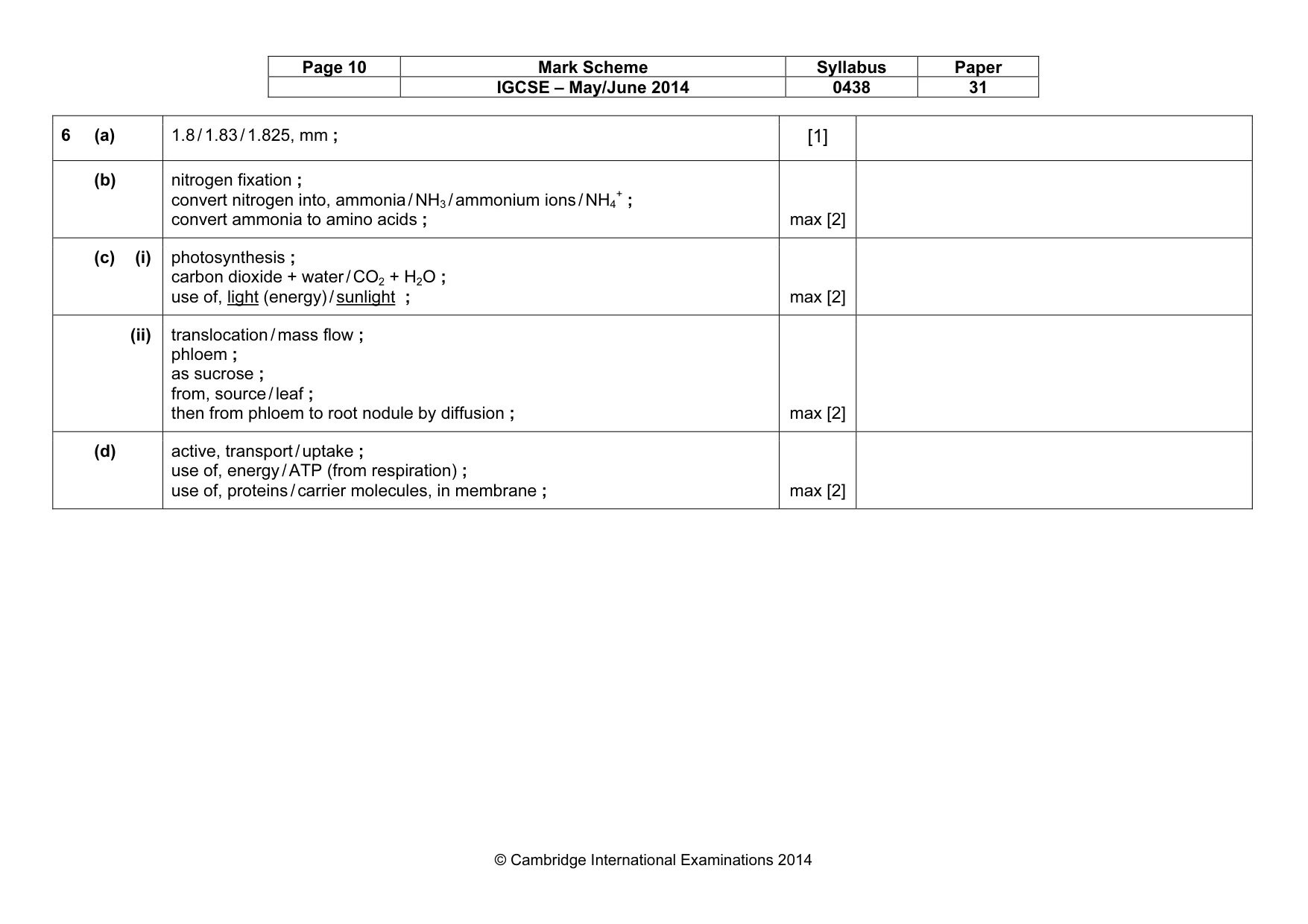 Mark scheme, page 10 of 10