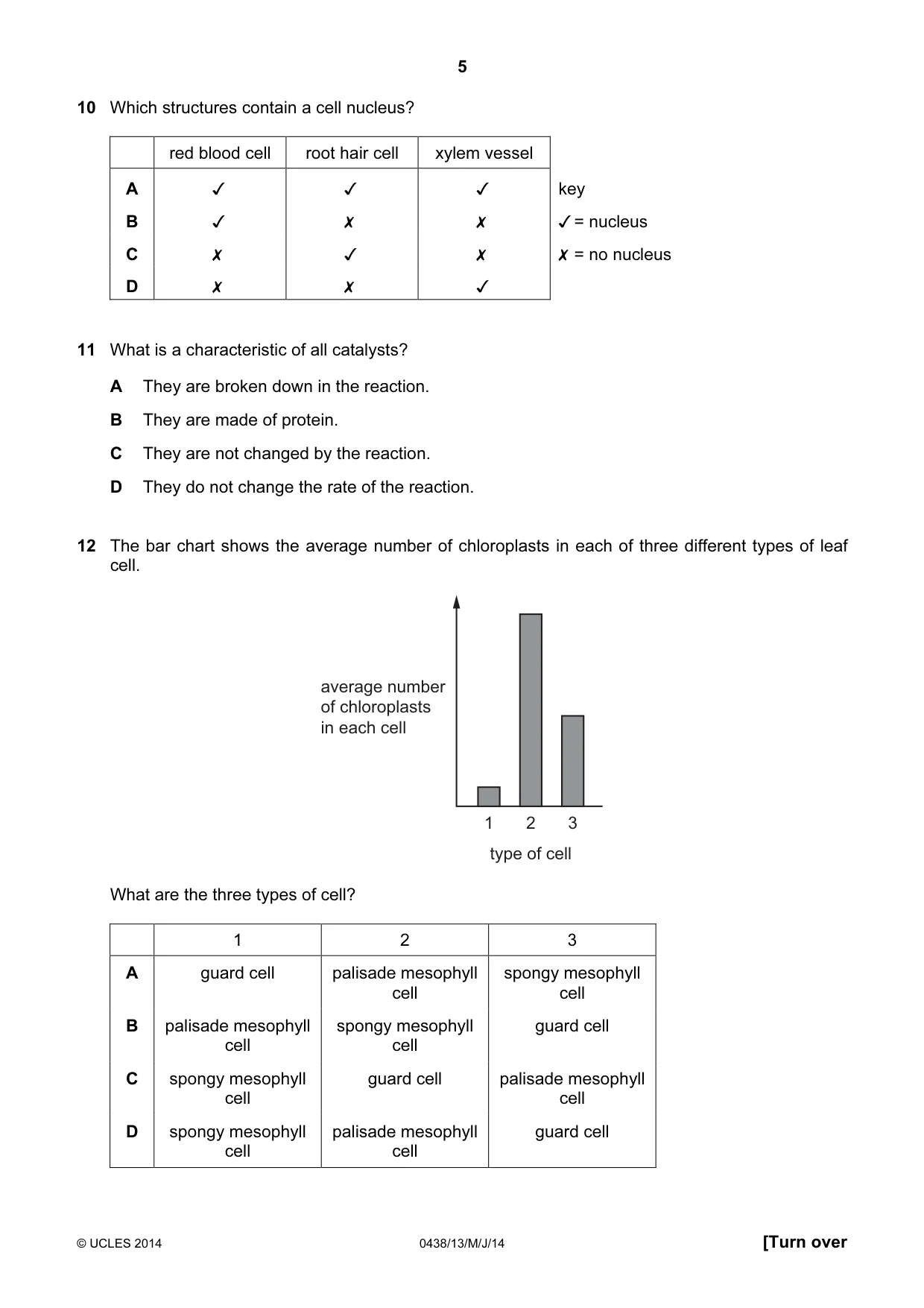 Cambridge IGCSE Biology (BES) 0438 2014 May/June Paper 1 · Variant 3 question paper, page 5 of 16