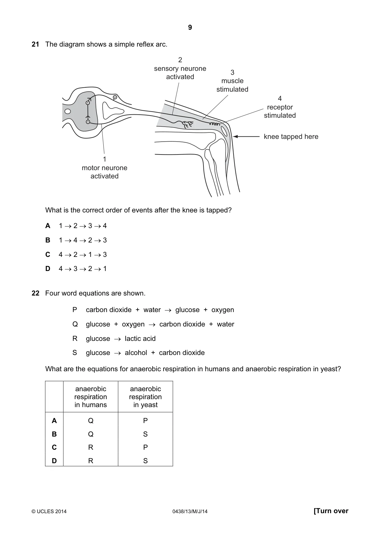 Cambridge IGCSE Biology (BES) 0438 2014 May/June Paper 1 · Variant 3 question paper, page 9 of 16