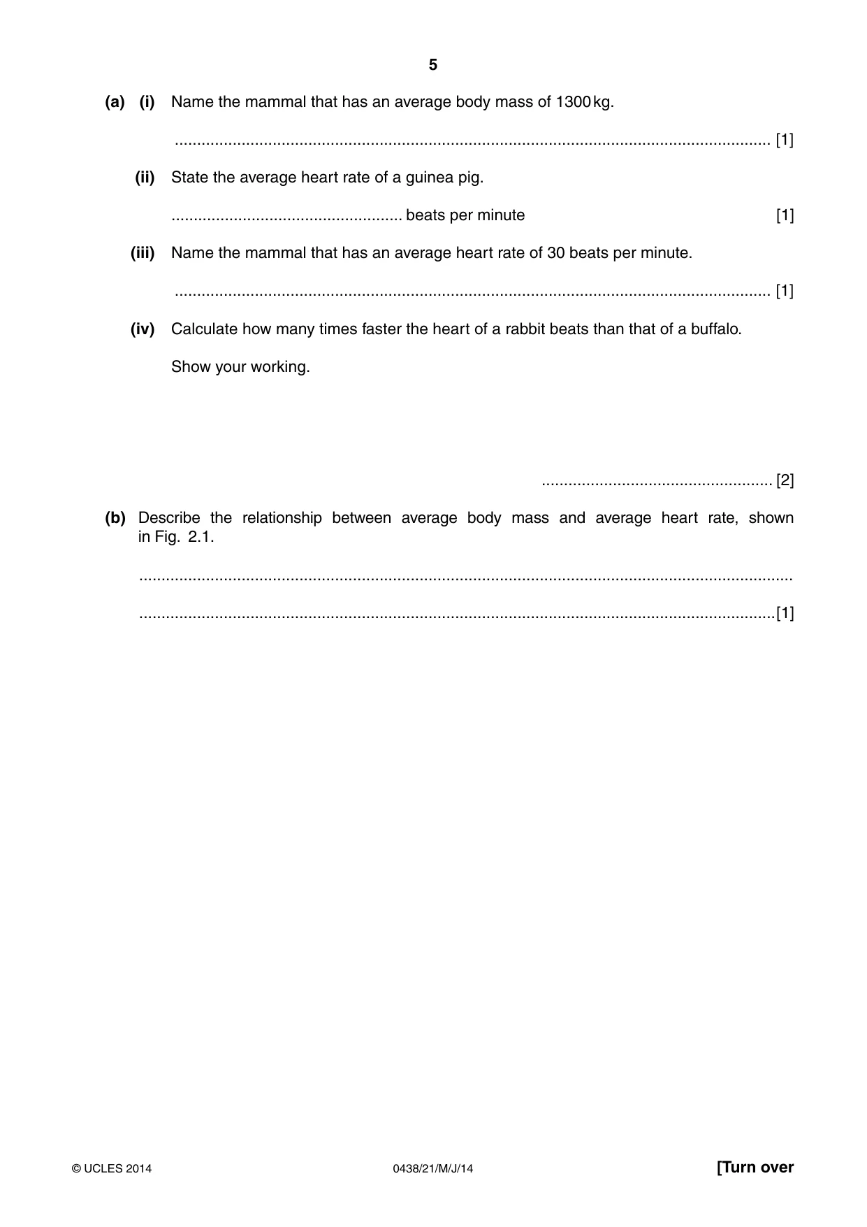 Cambridge IGCSE Biology (BES) 0438 2014 May/June Paper 2 · Variant 1 question paper, page 5 of 20