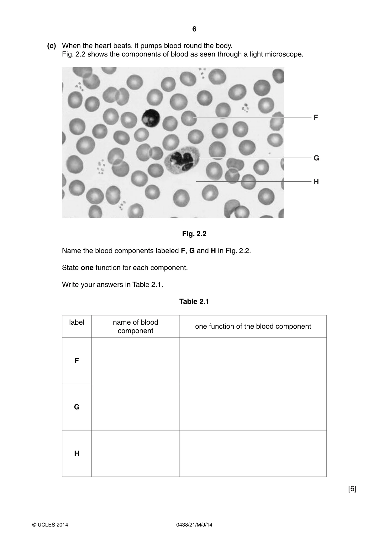 Cambridge IGCSE Biology (BES) 0438 2014 May/June Paper 2 · Variant 1 question paper, page 6 of 20