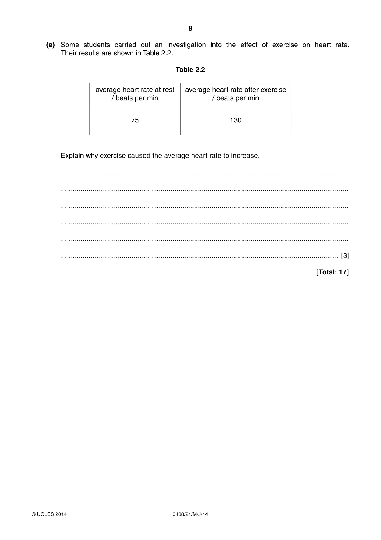 Cambridge IGCSE Biology (BES) 0438 2014 May/June Paper 2 · Variant 1 question paper, page 8 of 20