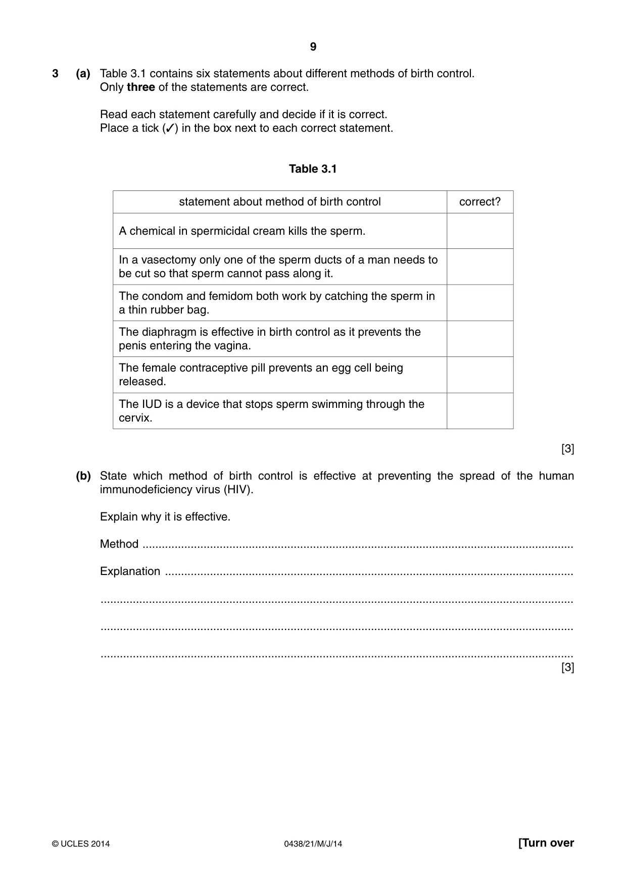 Cambridge IGCSE Biology (BES) 0438 2014 May/June Paper 2 · Variant 1 question paper, page 9 of 20