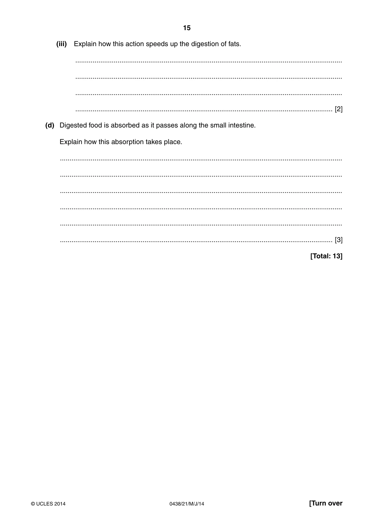 Cambridge IGCSE Biology (BES) 0438 2014 May/June Paper 2 · Variant 1 question paper, page 15 of 20