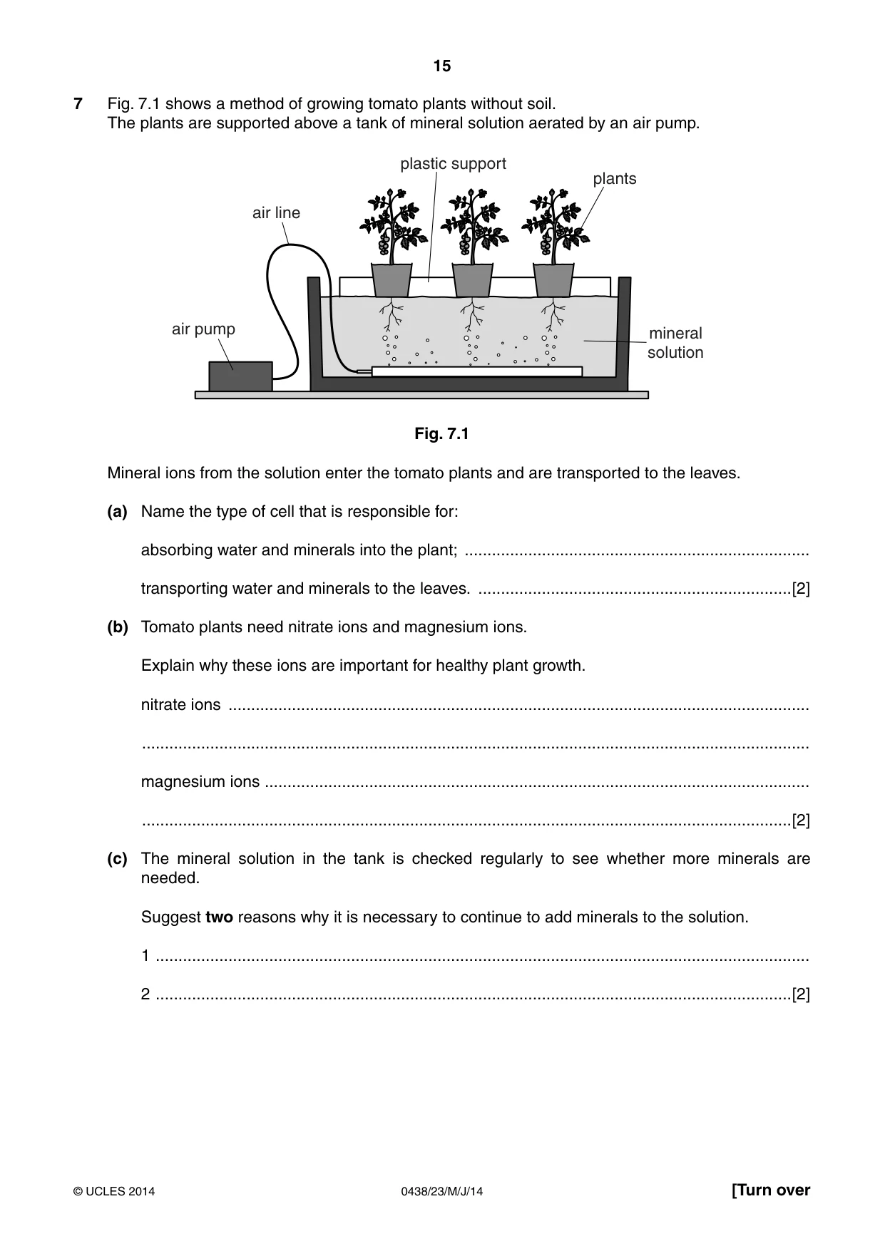 Cambridge IGCSE Biology (BES) 0438 2014 May/June Paper 2 · Variant 3 question paper, page 15 of 20