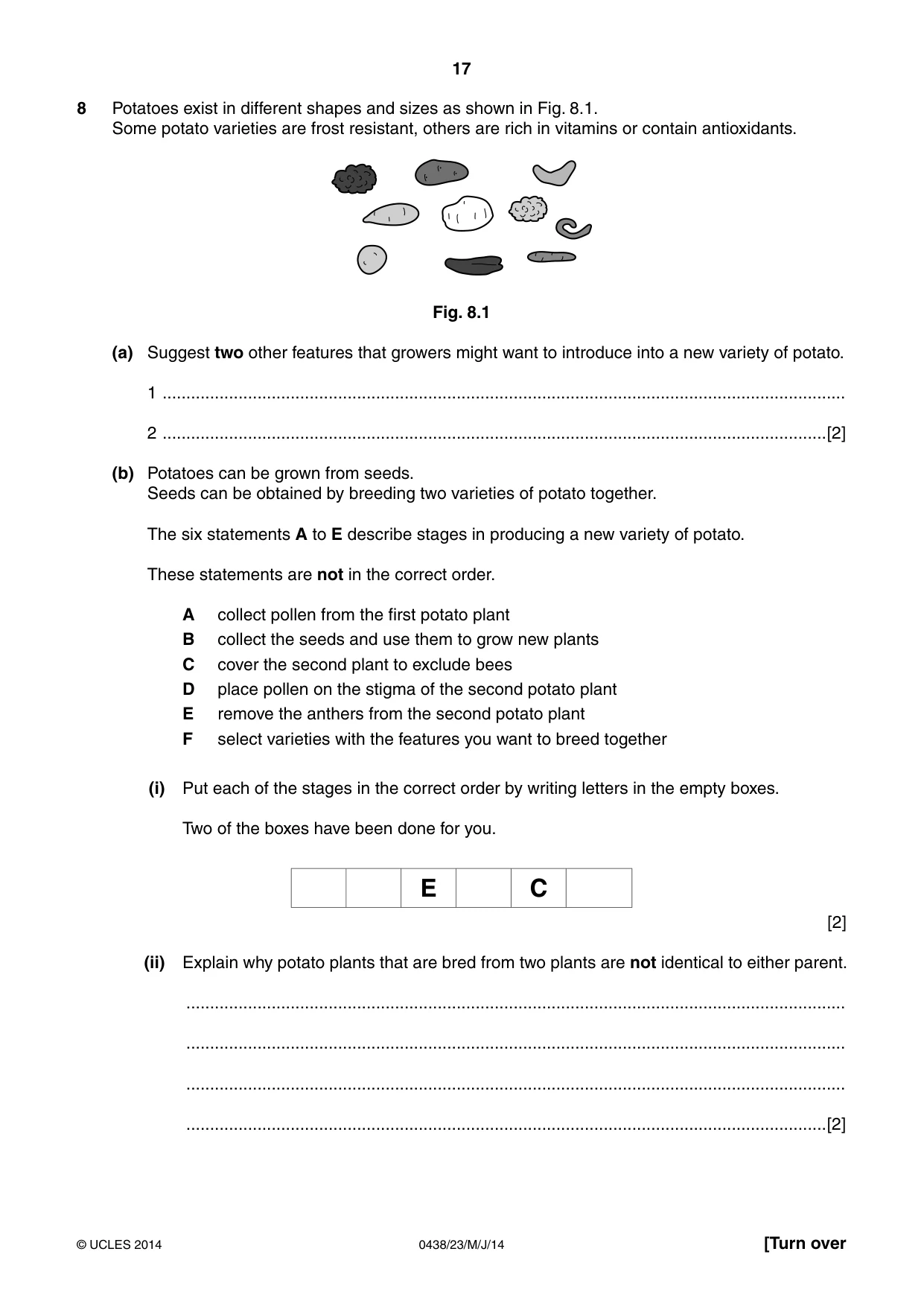Cambridge IGCSE Biology (BES) 0438 2014 May/June Paper 2 · Variant 3 question paper, page 17 of 20