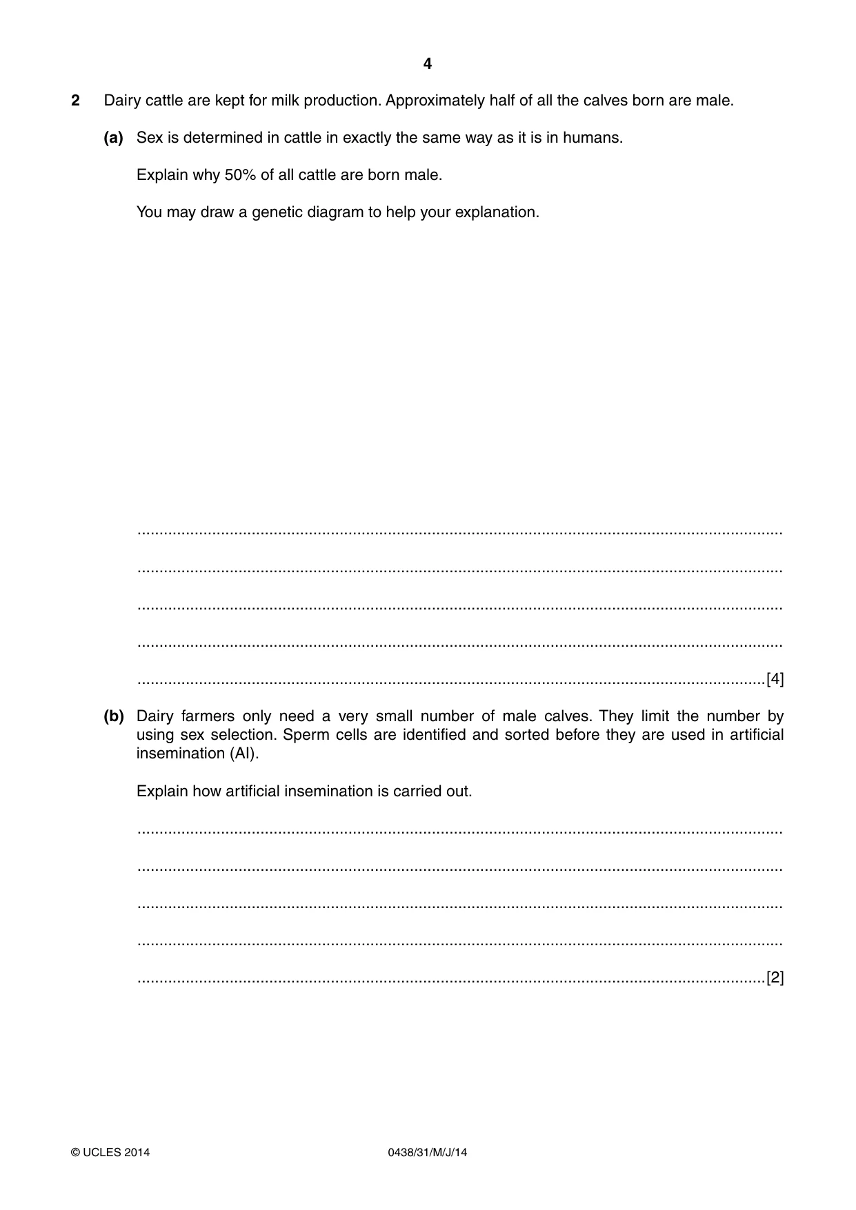Cambridge IGCSE Biology (BES) 0438 2014 May/June Paper 3 · Variant 1 question paper, page 4 of 20