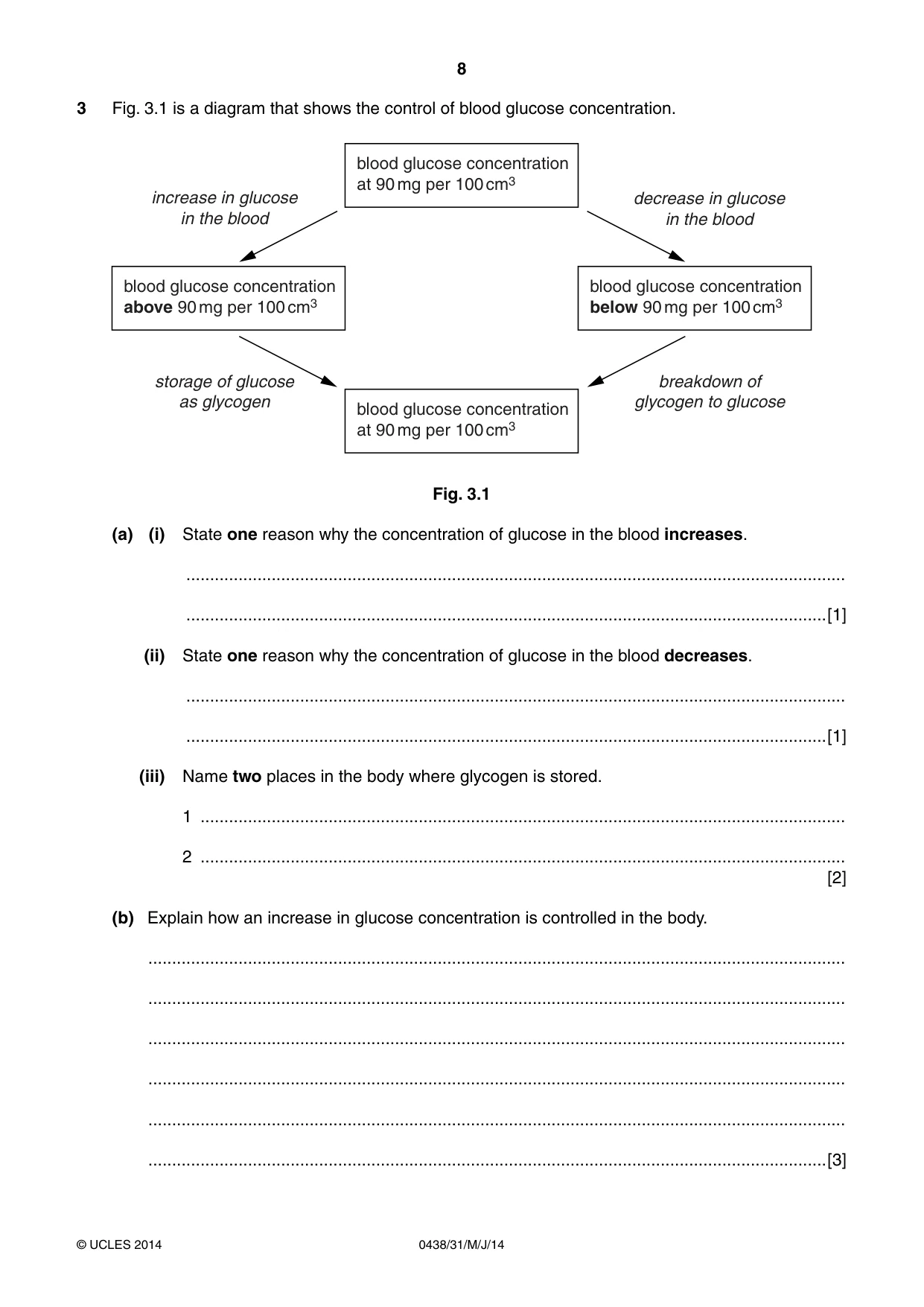 Cambridge IGCSE Biology (BES) 0438 2014 May/June Paper 3 · Variant 1 question paper, page 8 of 20