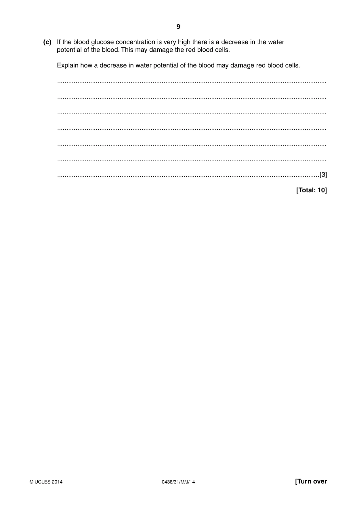 Cambridge IGCSE Biology (BES) 0438 2014 May/June Paper 3 · Variant 1 question paper, page 9 of 20