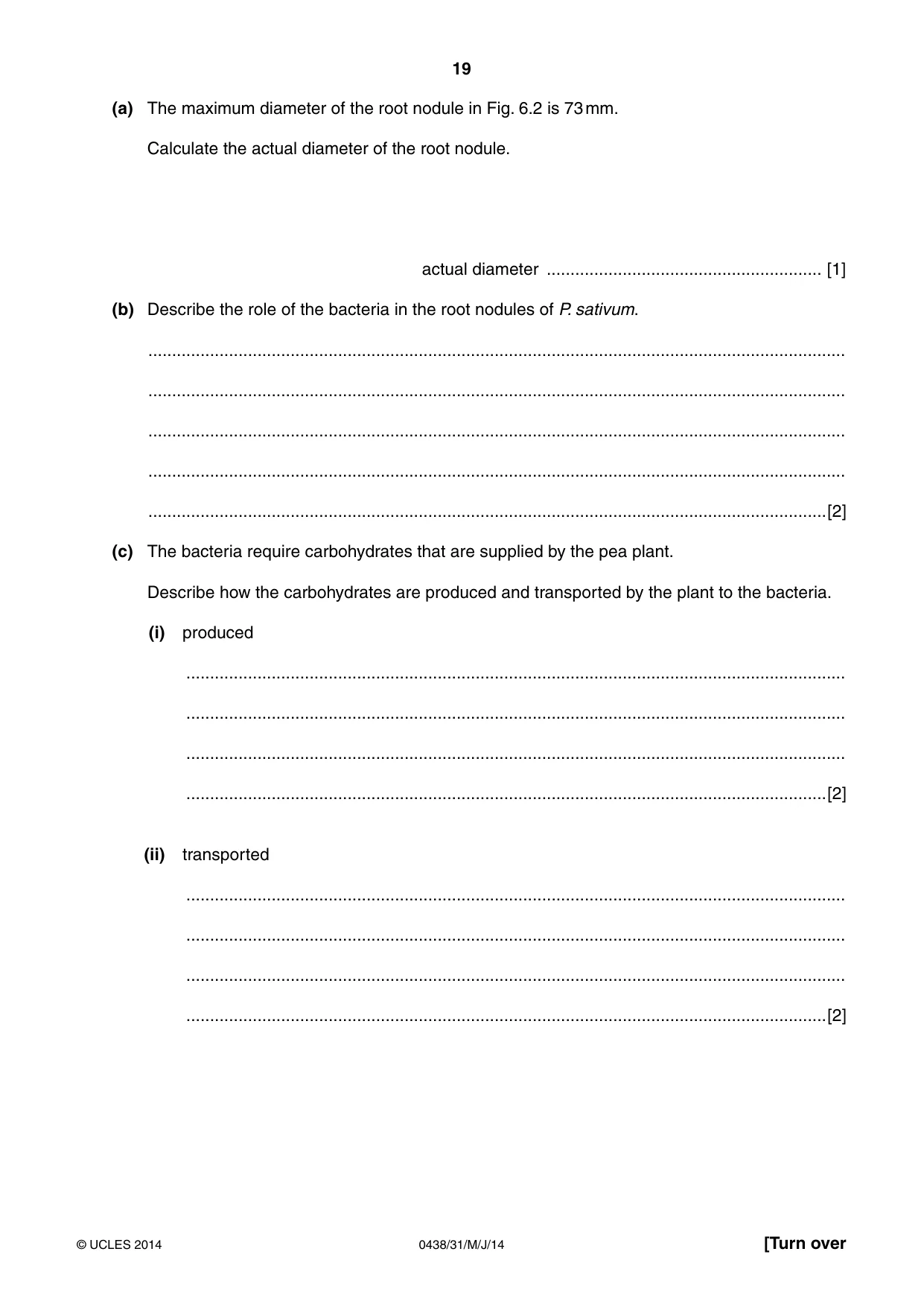 Cambridge IGCSE Biology (BES) 0438 2014 May/June Paper 3 · Variant 1 question paper, page 19 of 20