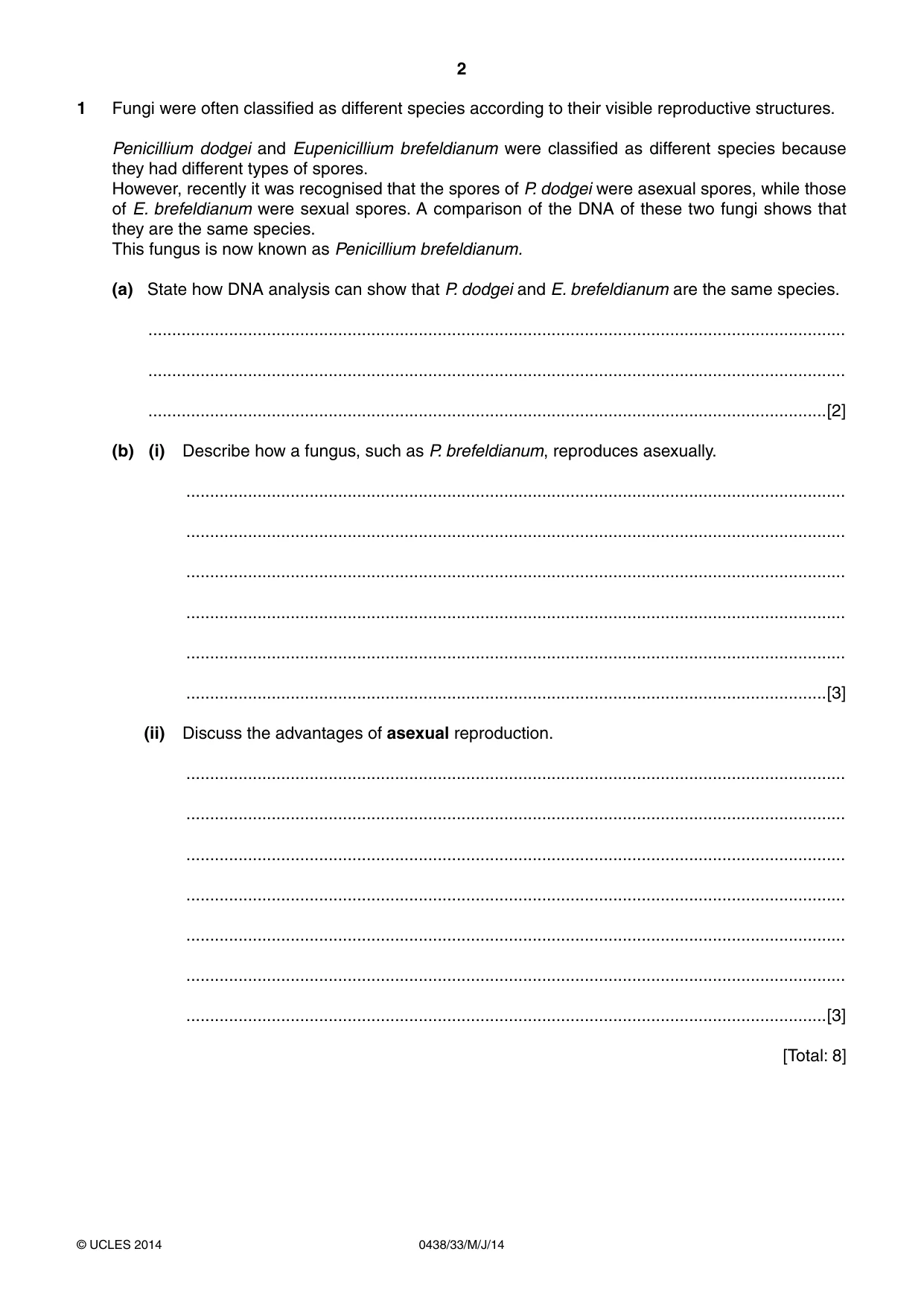 Cambridge IGCSE Biology (BES) 0438 2014 May/June Paper 3 · Variant 3 question paper, page 2 of 16