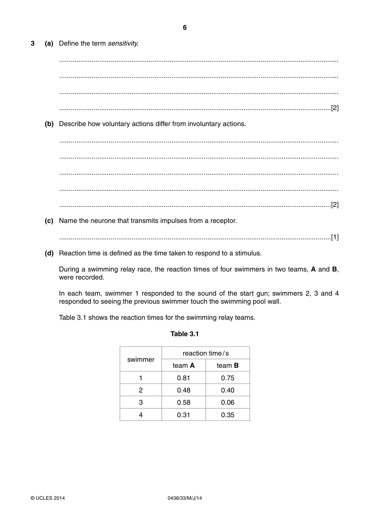Cambridge IGCSE Biology (BES) 0438 2014 May/June Paper 3 · Variant 3 question paper, page 6 of 16