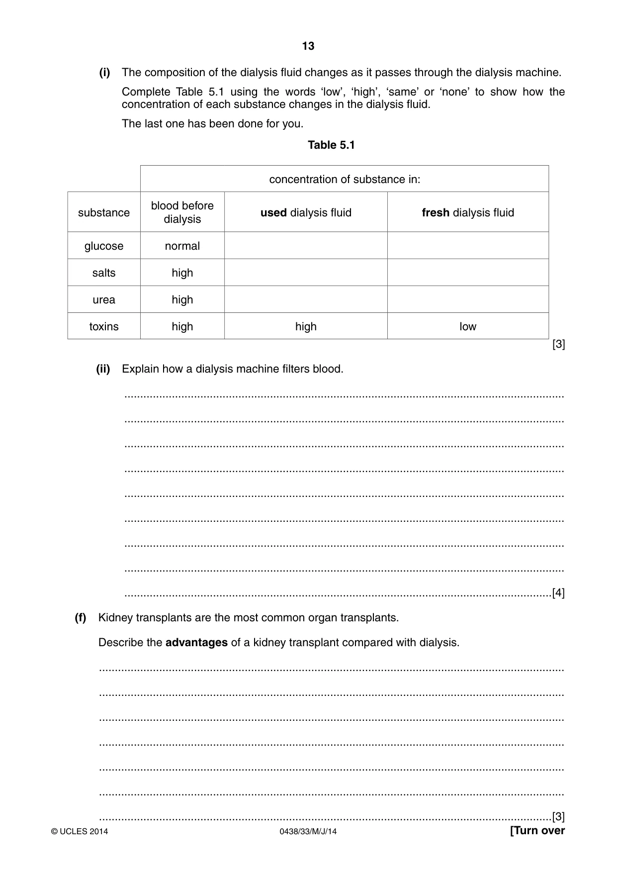 Cambridge IGCSE Biology (BES) 0438 2014 May/June Paper 3 · Variant 3 question paper, page 13 of 16
