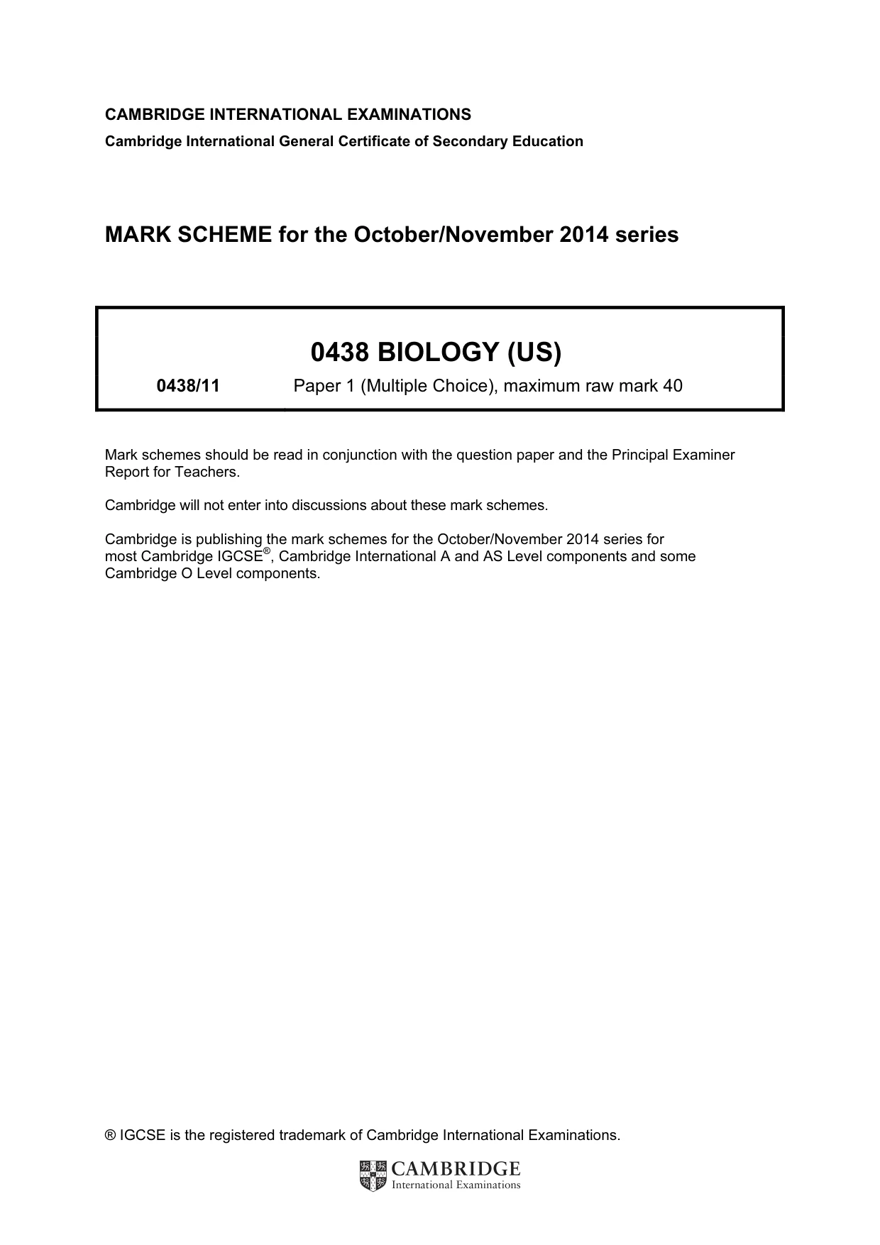 Mark scheme, page 1 of 2
