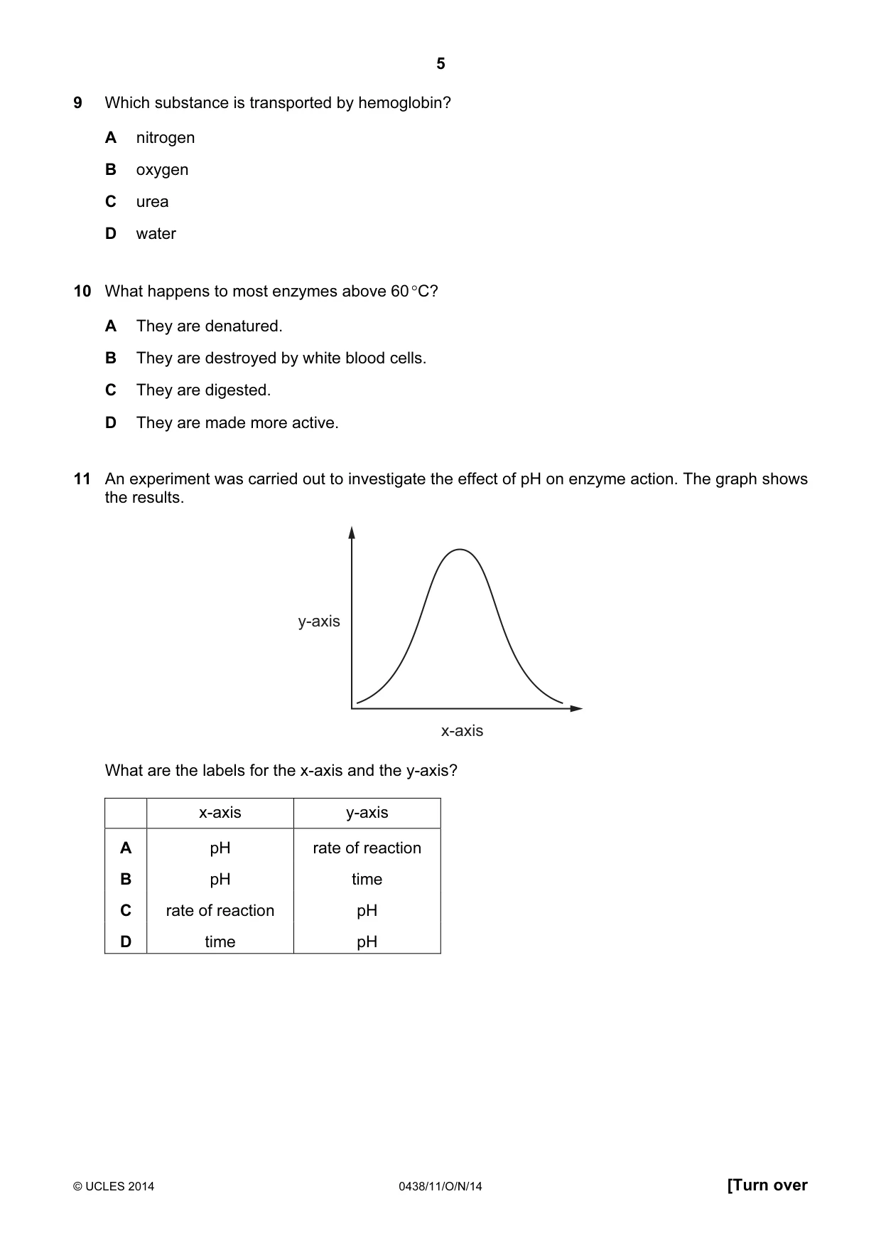 Cambridge IGCSE Biology (BES) 0438 2014 Oct/Nov Paper 1 · Variant 1 question paper, page 5 of 16