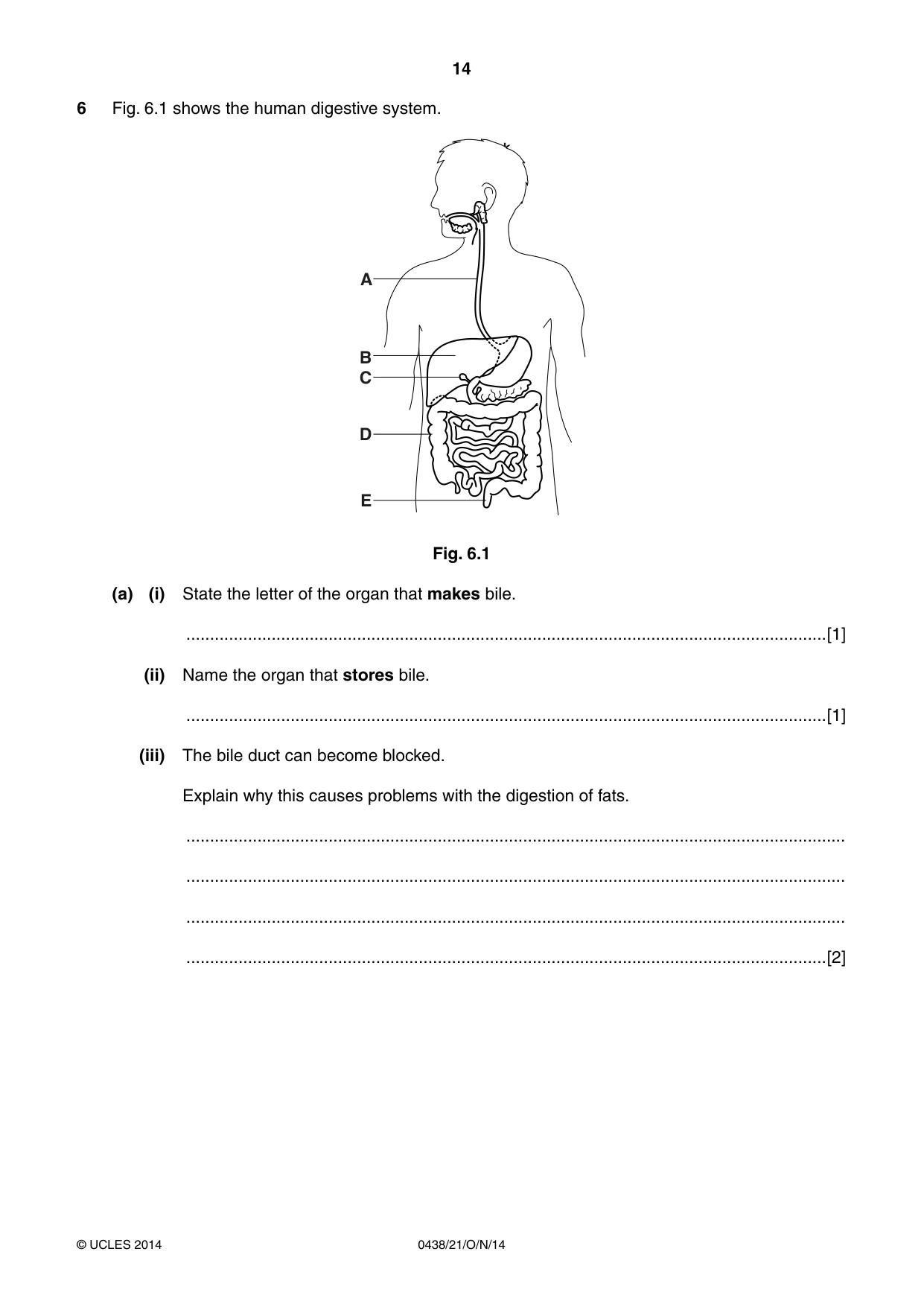 Cambridge IGCSE Biology (BES) 0438 2014 Oct/Nov Paper 2 · Variant 1 question paper, page 14 of 20