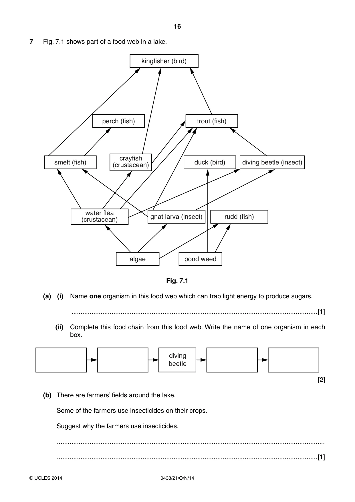 Cambridge IGCSE Biology (BES) 0438 2014 Oct/Nov Paper 2 · Variant 1 question paper, page 16 of 20