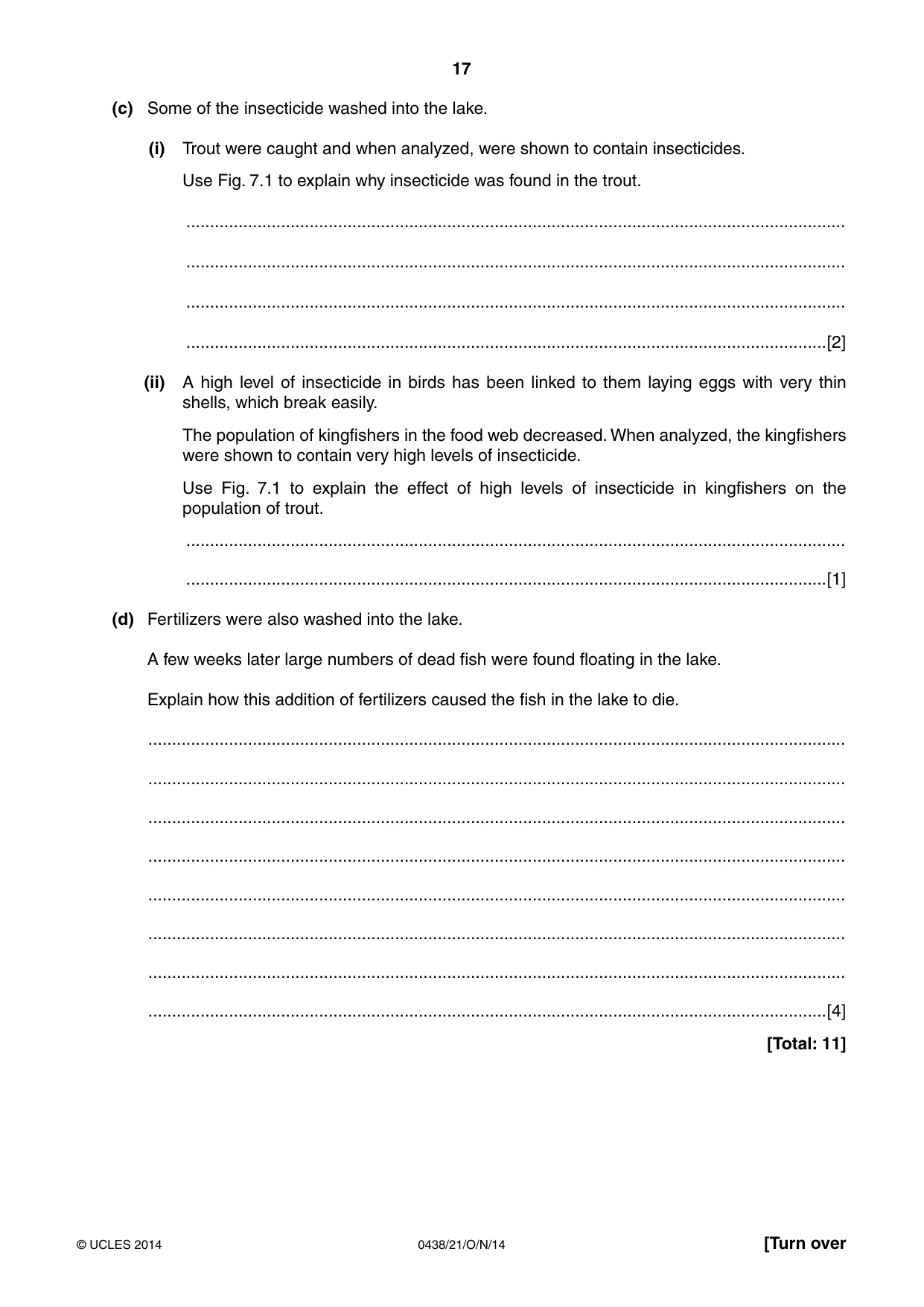 Cambridge IGCSE Biology (BES) 0438 2014 Oct/Nov Paper 2 · Variant 1 question paper, page 17 of 20