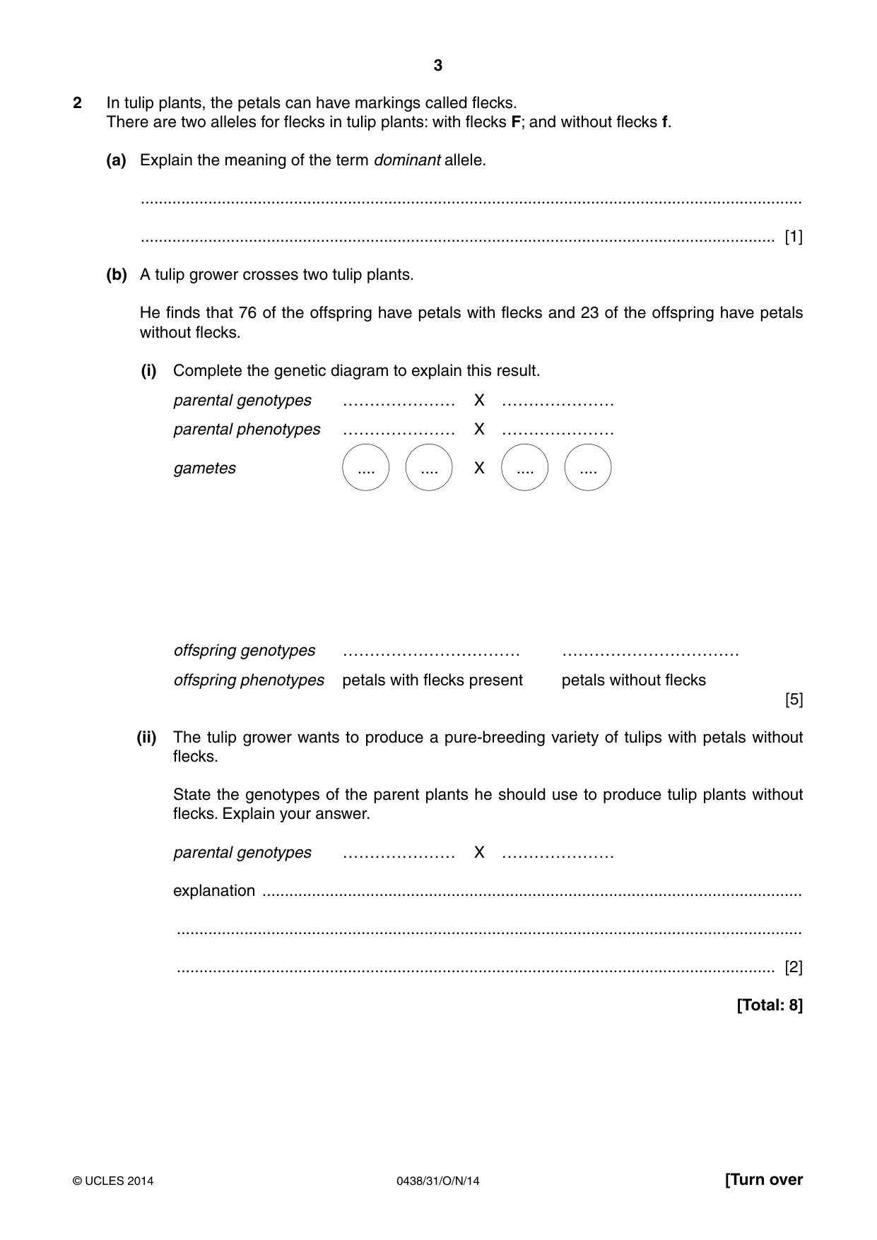 Cambridge IGCSE Biology (BES) 0438 2014 Oct/Nov Paper 3 · Variant 1 question paper, page 3 of 16