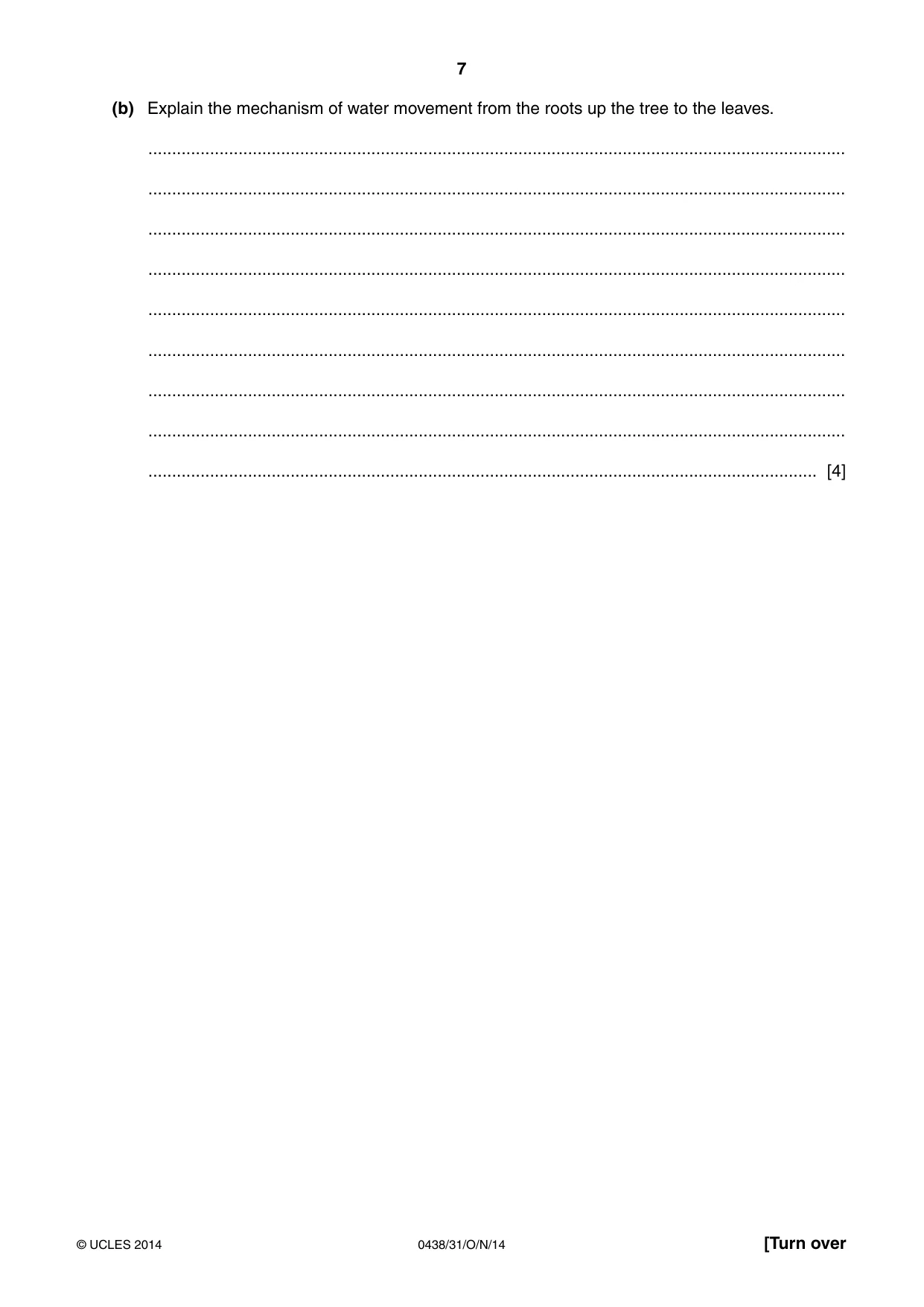 Cambridge IGCSE Biology (BES) 0438 2014 Oct/Nov Paper 3 · Variant 1 question paper, page 7 of 16