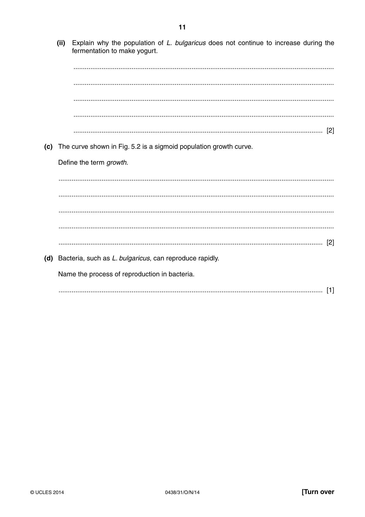 Cambridge IGCSE Biology (BES) 0438 2014 Oct/Nov Paper 3 · Variant 1 question paper, page 11 of 16