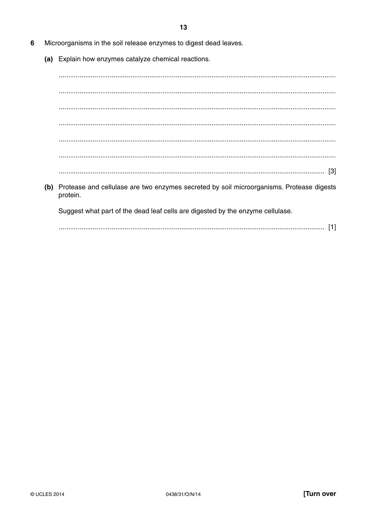 Cambridge IGCSE Biology (BES) 0438 2014 Oct/Nov Paper 3 · Variant 1 question paper, page 13 of 16