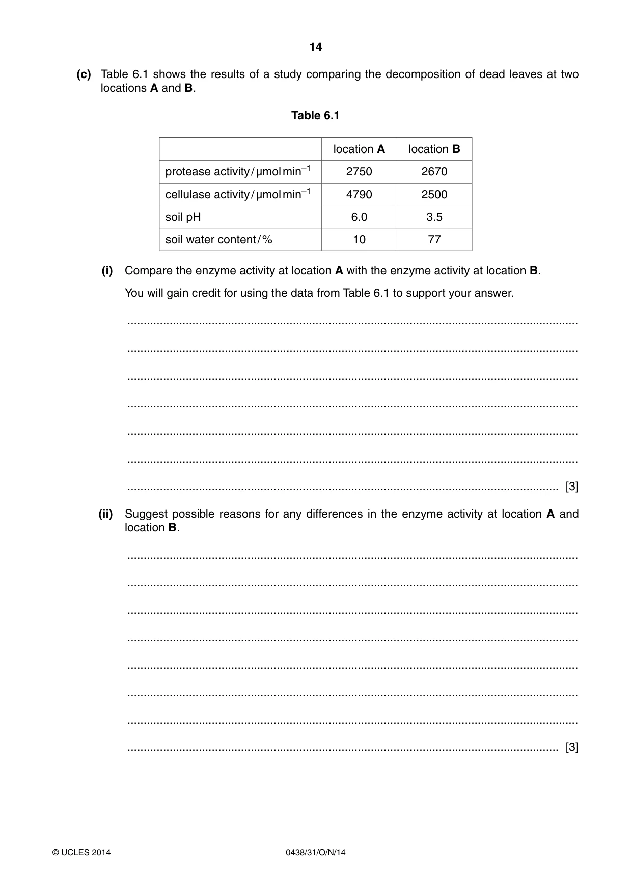 Cambridge IGCSE Biology (BES) 0438 2014 Oct/Nov Paper 3 · Variant 1 question paper, page 14 of 16