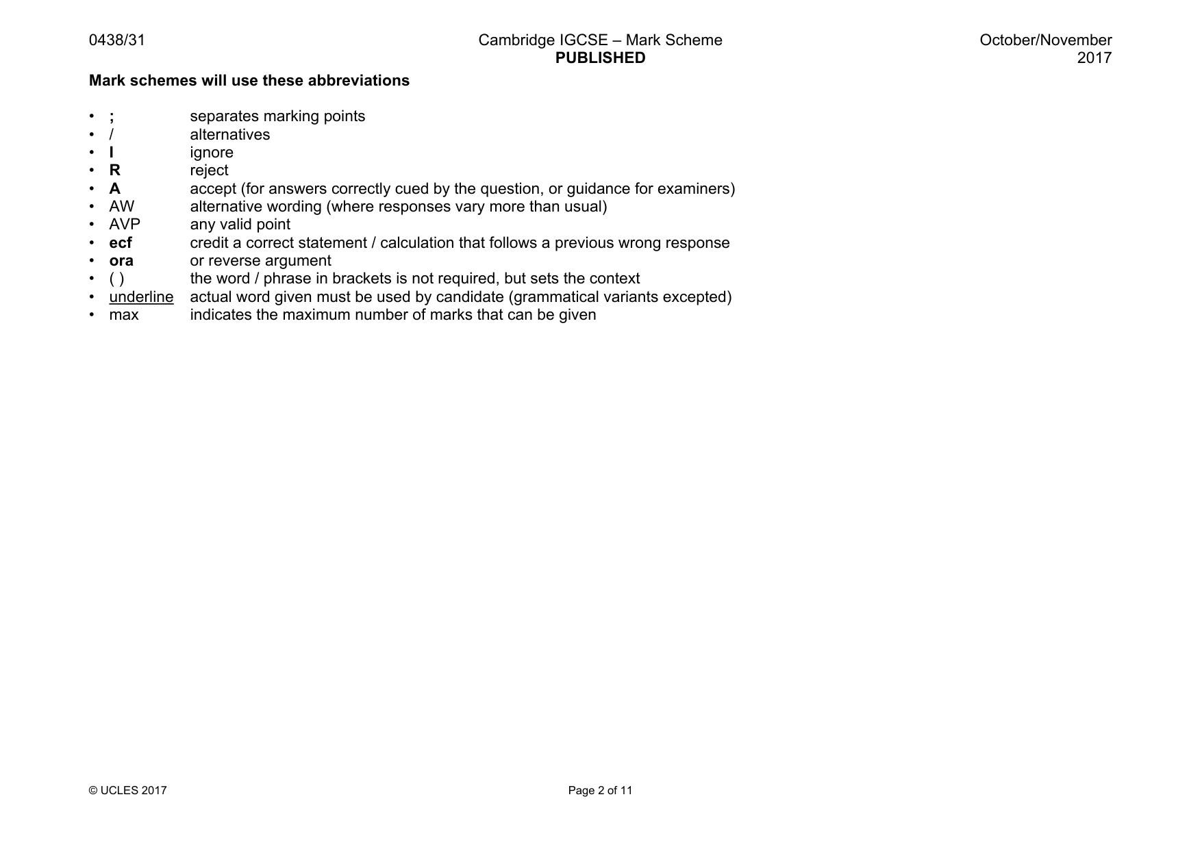 Mark scheme, page 2 of 11