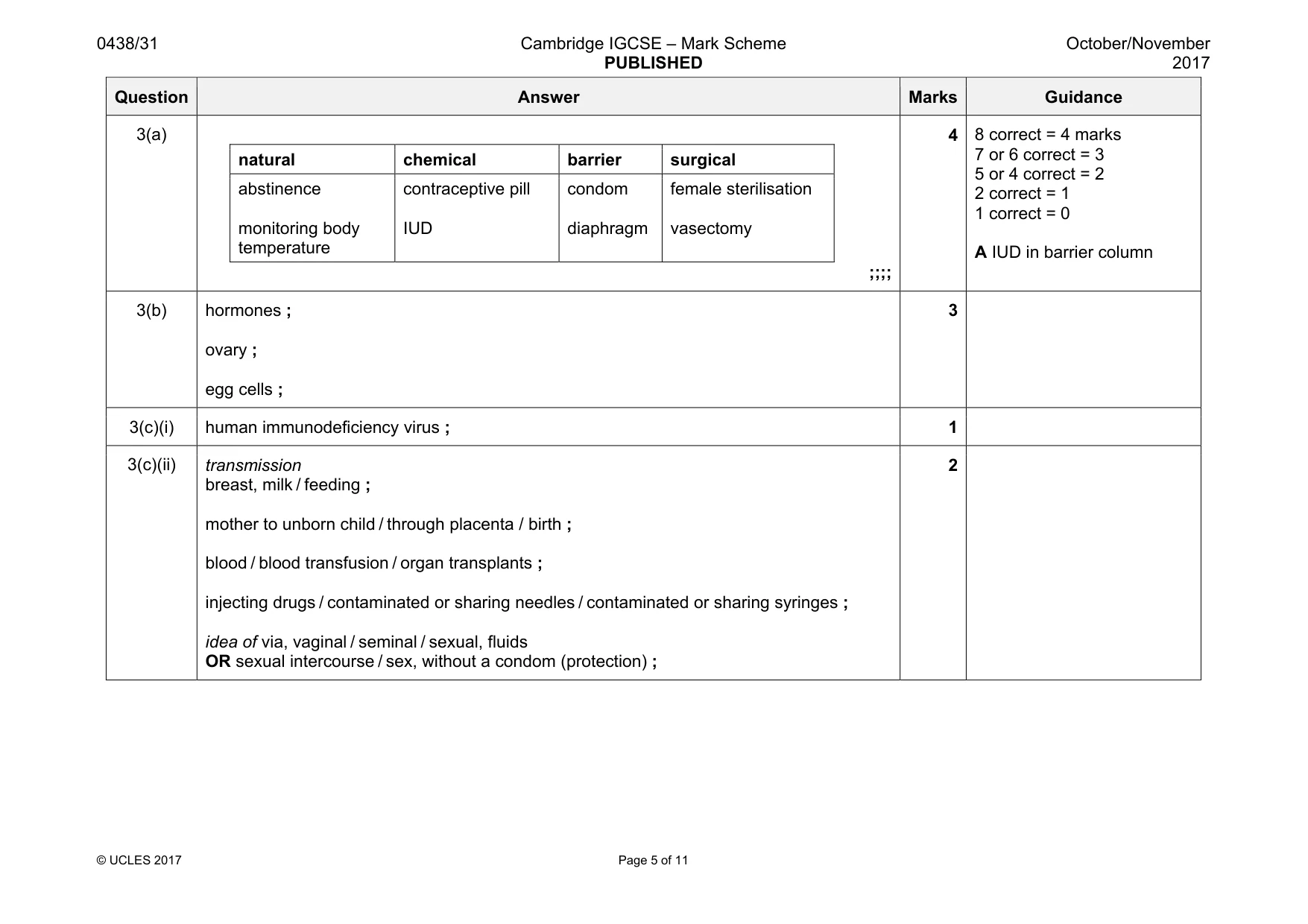 Mark scheme, page 5 of 11