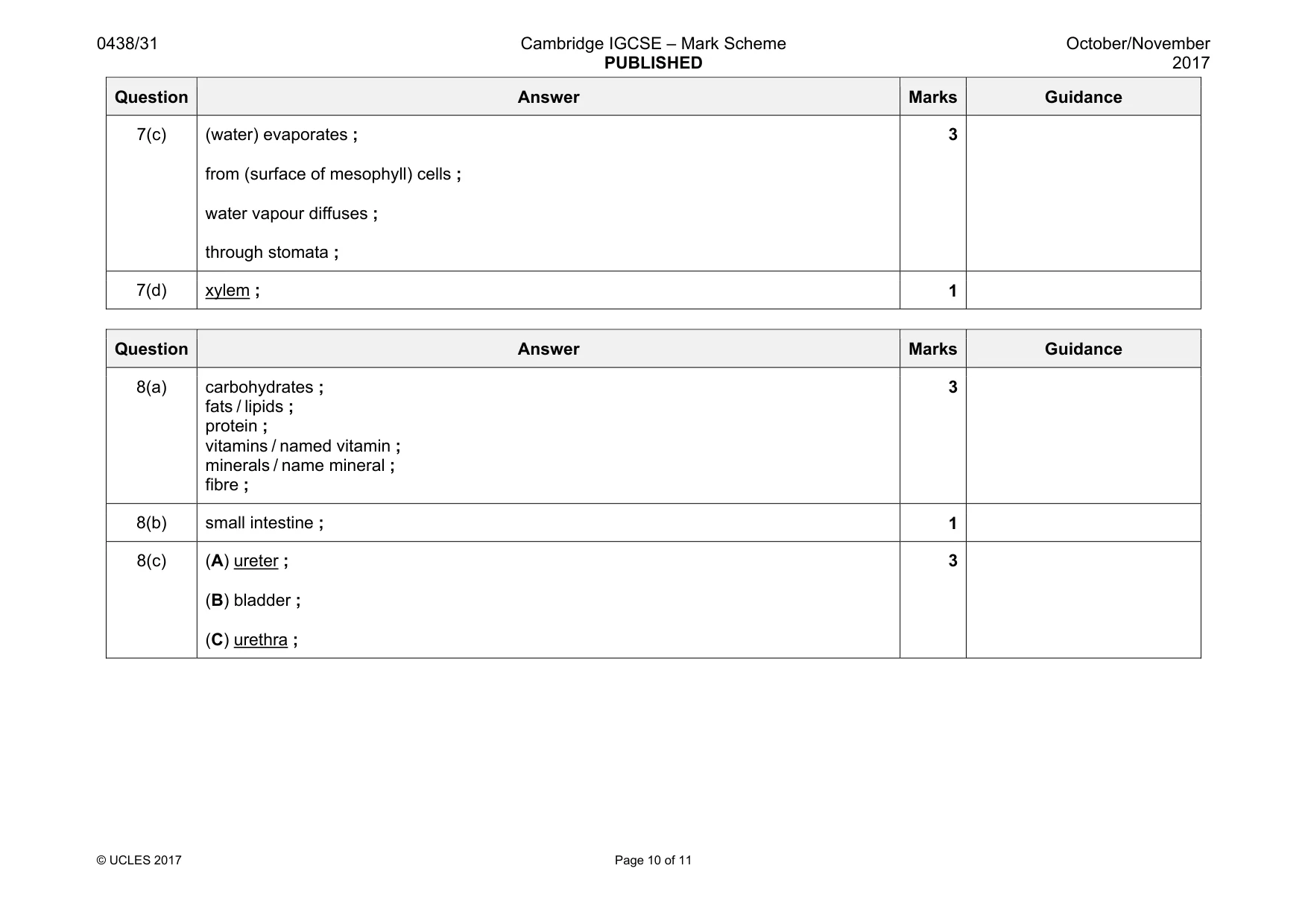 Mark scheme, page 10 of 11