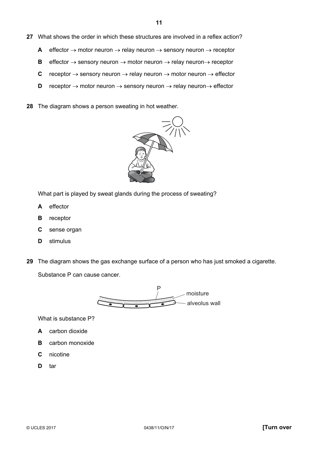 Cambridge IGCSE Biology (BES) 0438 2017 Oct/Nov Paper 1 · Variant 1 question paper, page 11 of 16