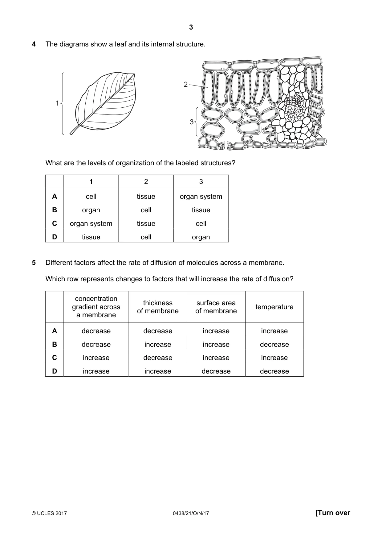 Cambridge IGCSE Biology (BES) 0438 2017 Oct/Nov Paper 2 · Variant 1 question paper, page 3 of 16