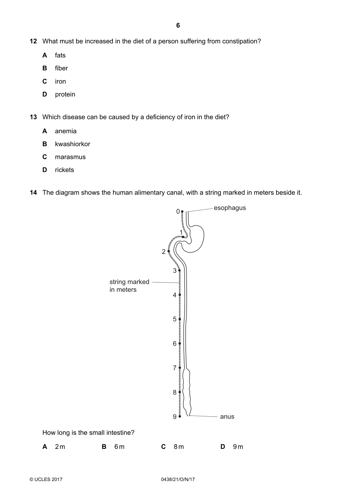 Cambridge IGCSE Biology (BES) 0438 2017 Oct/Nov Paper 2 · Variant 1 question paper, page 6 of 16