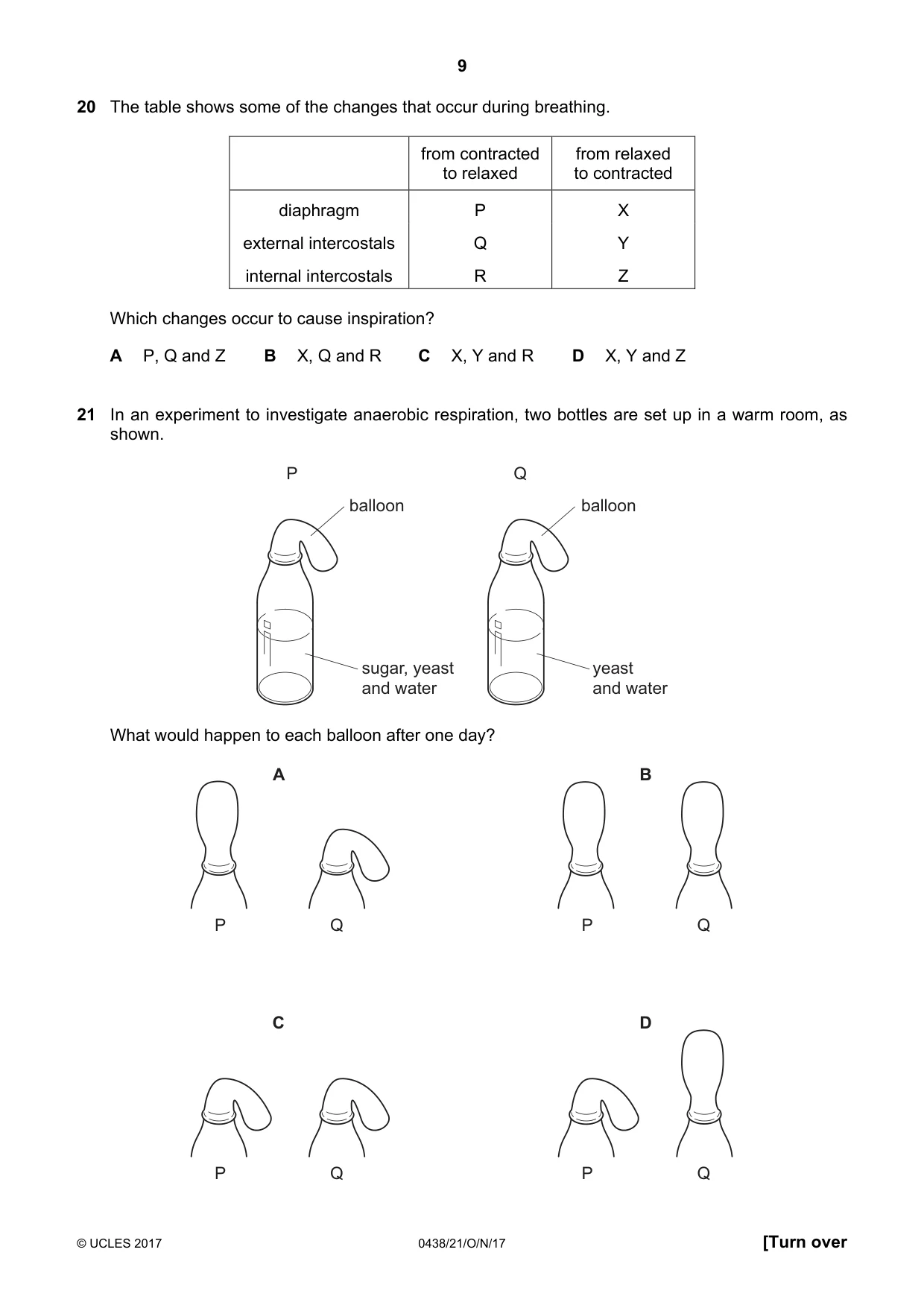 Cambridge IGCSE Biology (BES) 0438 2017 Oct/Nov Paper 2 · Variant 1 question paper, page 9 of 16