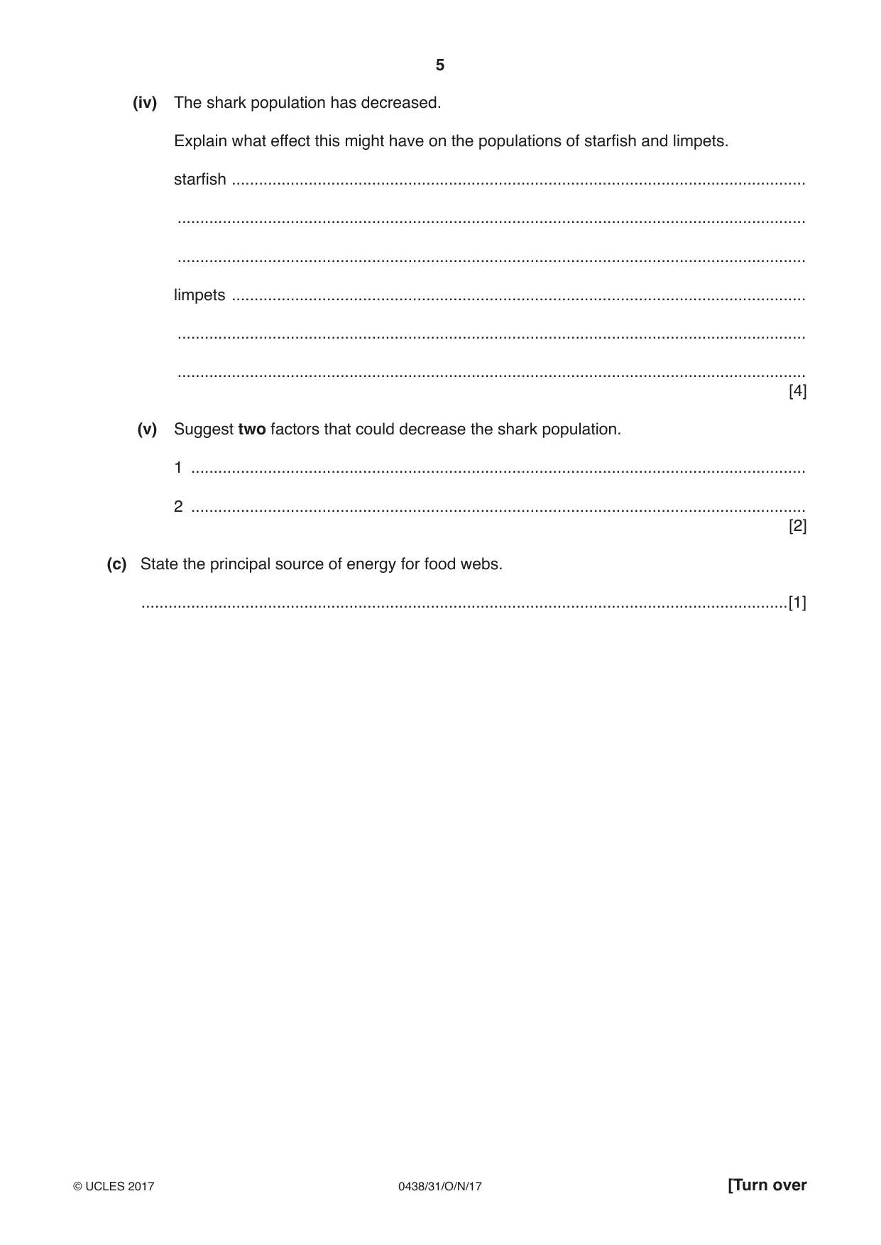 Cambridge IGCSE Biology (BES) 0438 2017 Oct/Nov Paper 3 · Variant 1 question paper, page 5 of 20