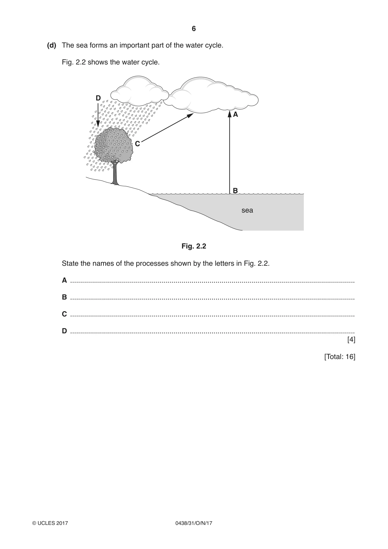 Cambridge IGCSE Biology (BES) 0438 2017 Oct/Nov Paper 3 · Variant 1 question paper, page 6 of 20