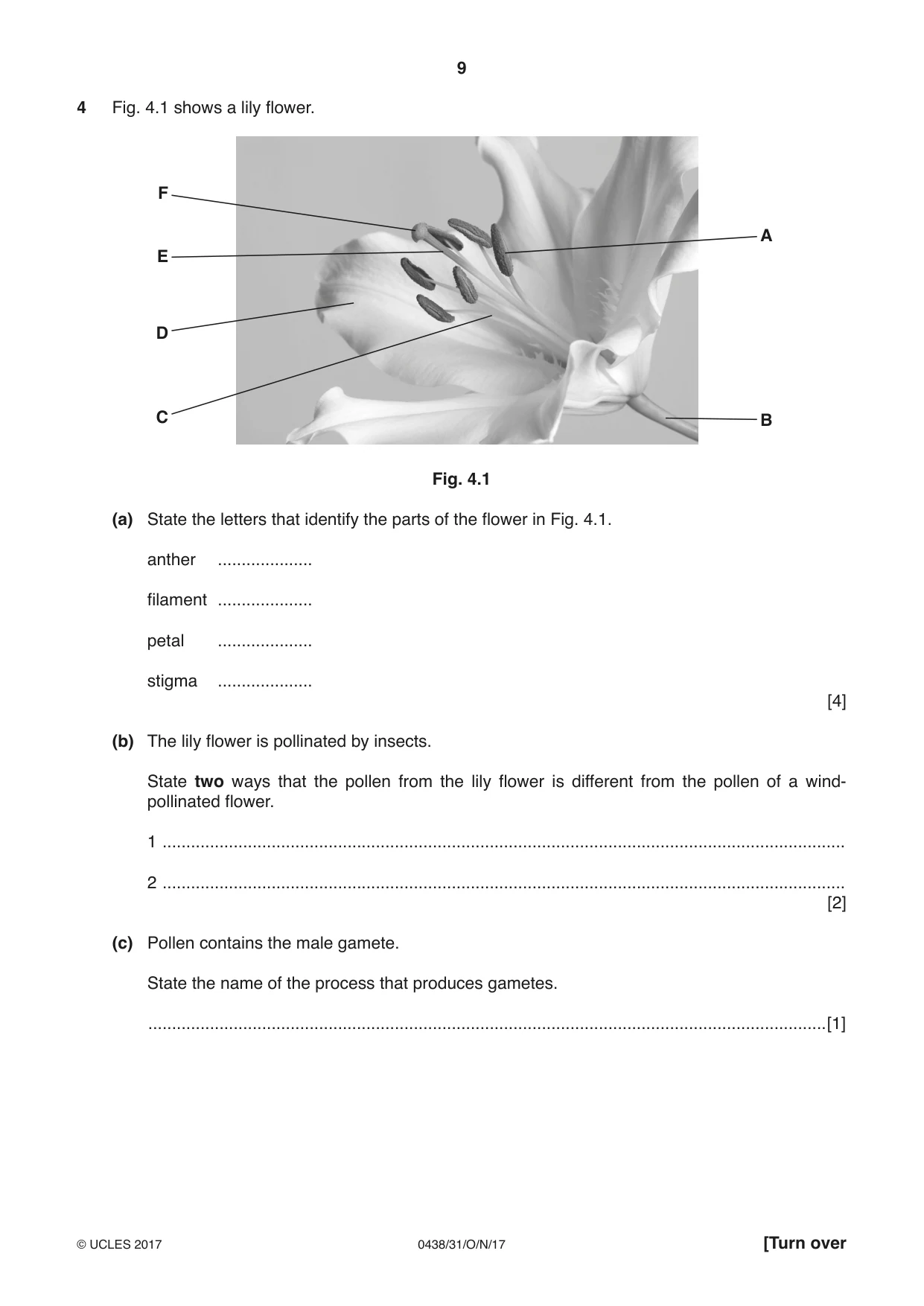 Cambridge IGCSE Biology (BES) 0438 2017 Oct/Nov Paper 3 · Variant 1 question paper, page 9 of 20