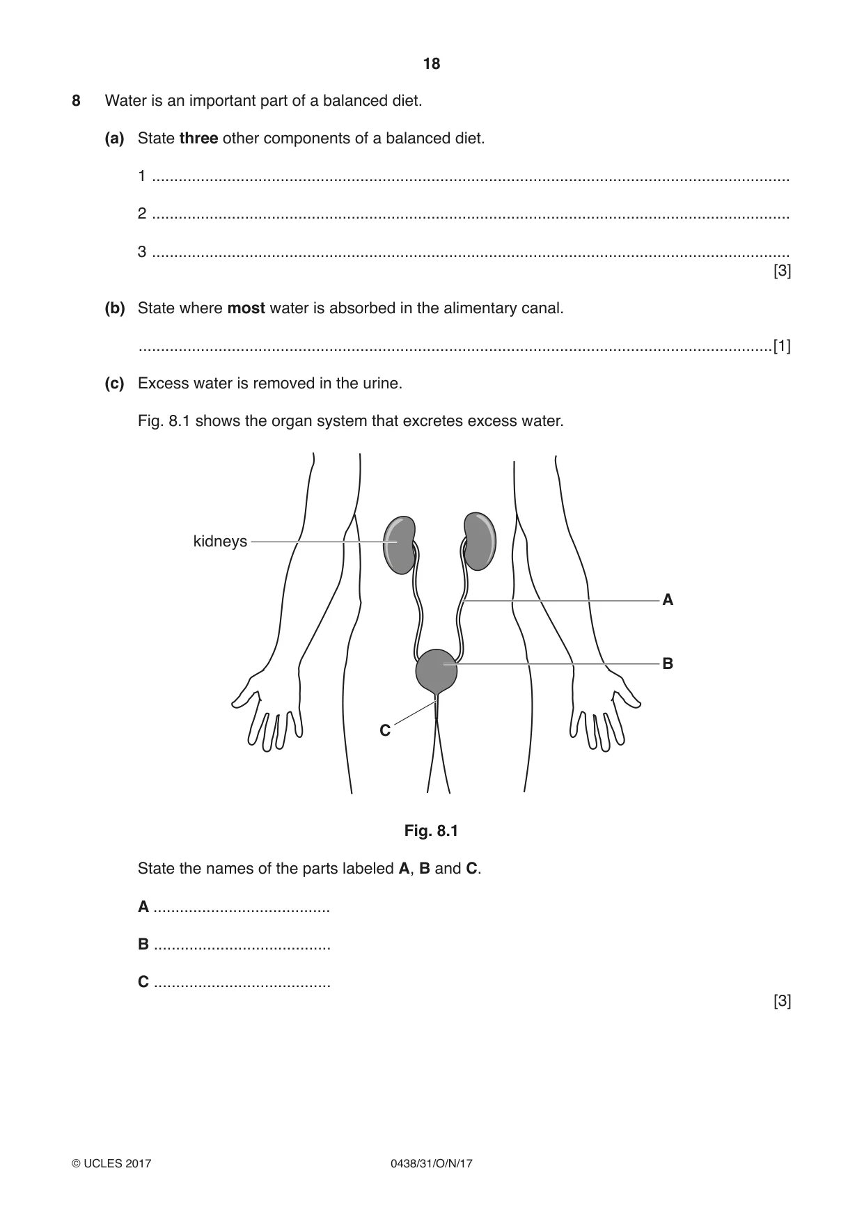 Cambridge IGCSE Biology (BES) 0438 2017 Oct/Nov Paper 3 · Variant 1 question paper, page 18 of 20