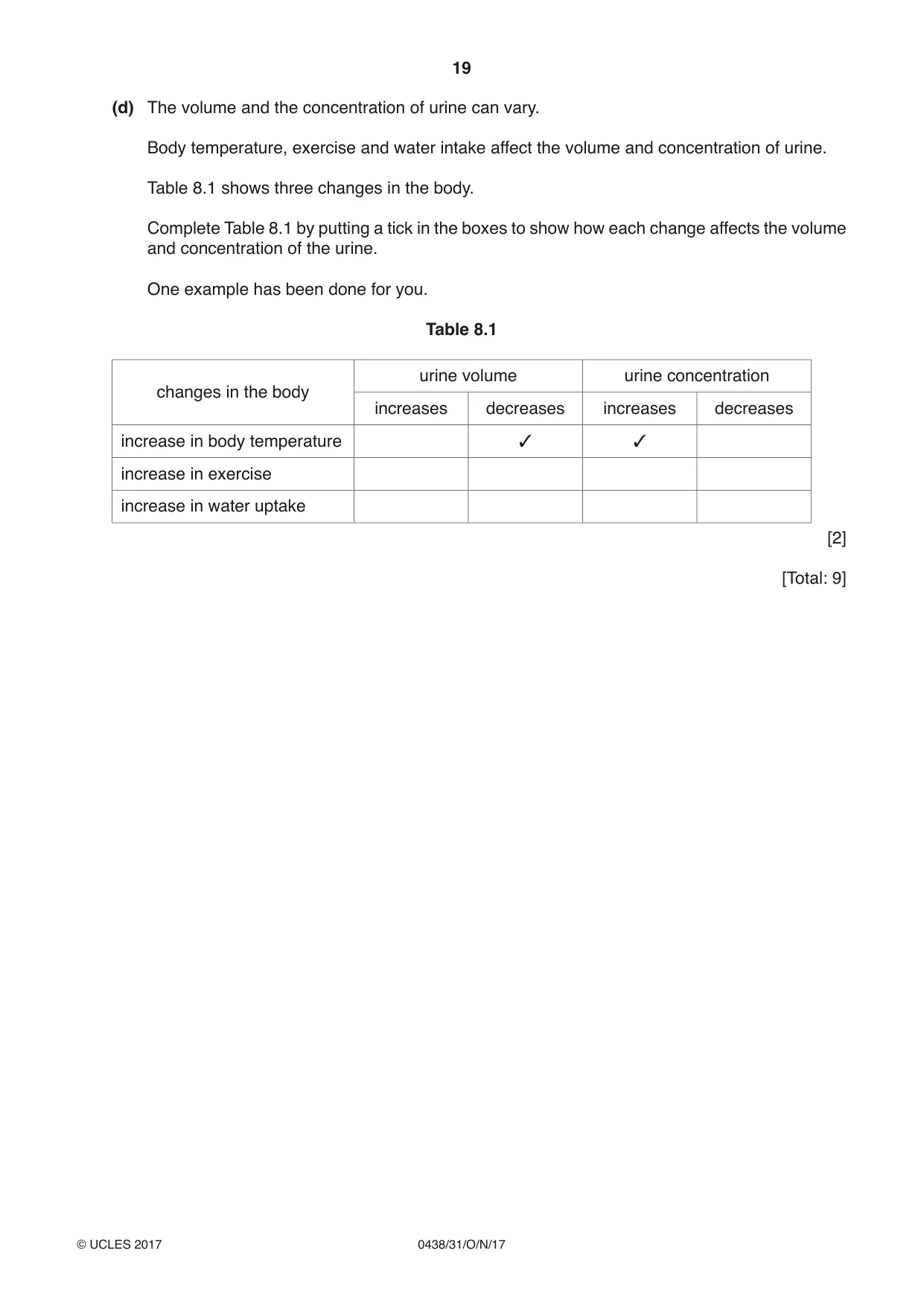 Cambridge IGCSE Biology (BES) 0438 2017 Oct/Nov Paper 3 · Variant 1 question paper, page 19 of 20