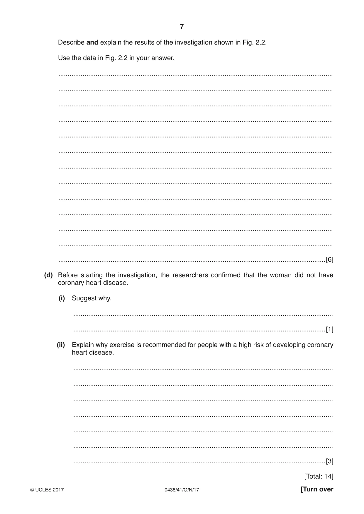 Cambridge IGCSE Biology (BES) 0438 2017 Oct/Nov Paper 4 · Variant 1 question paper, page 7 of 20